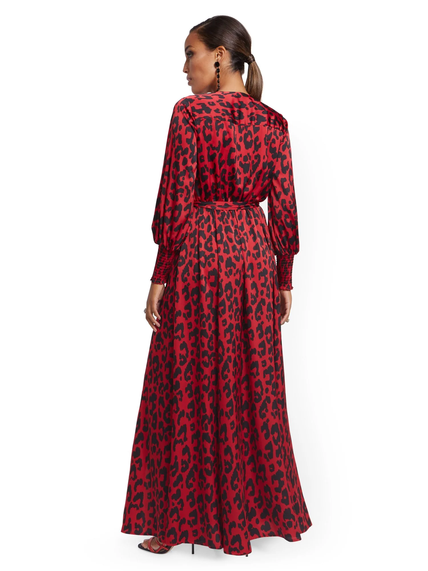 Red Faux Wrap Maxi Dress - Image 2