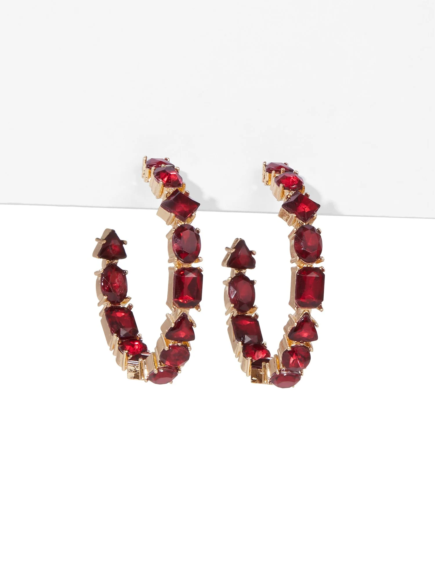 Red Gemstone Hoop Earrings