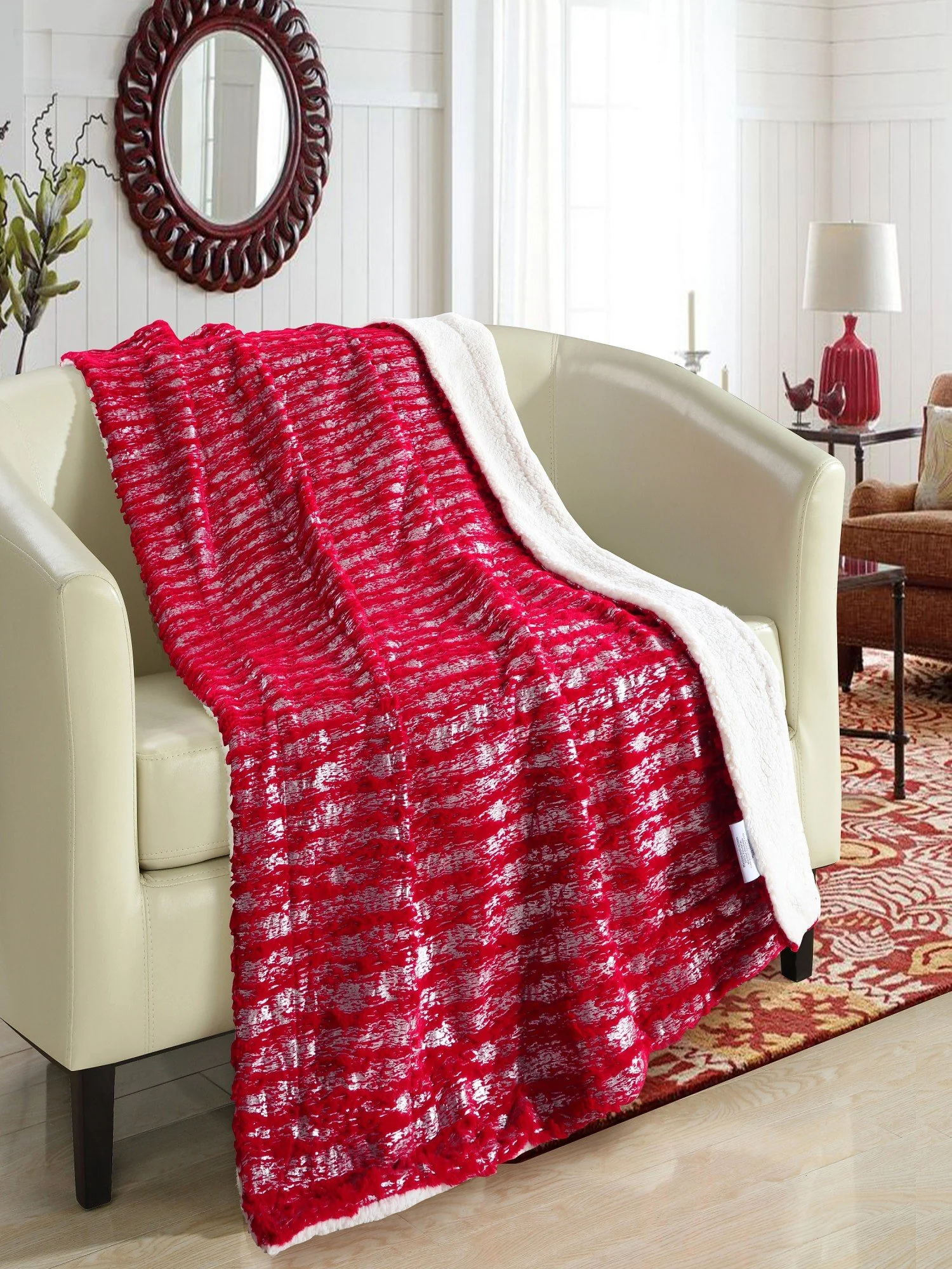 Red-Shimmer Throw Blanket - NY&C x Chic Home