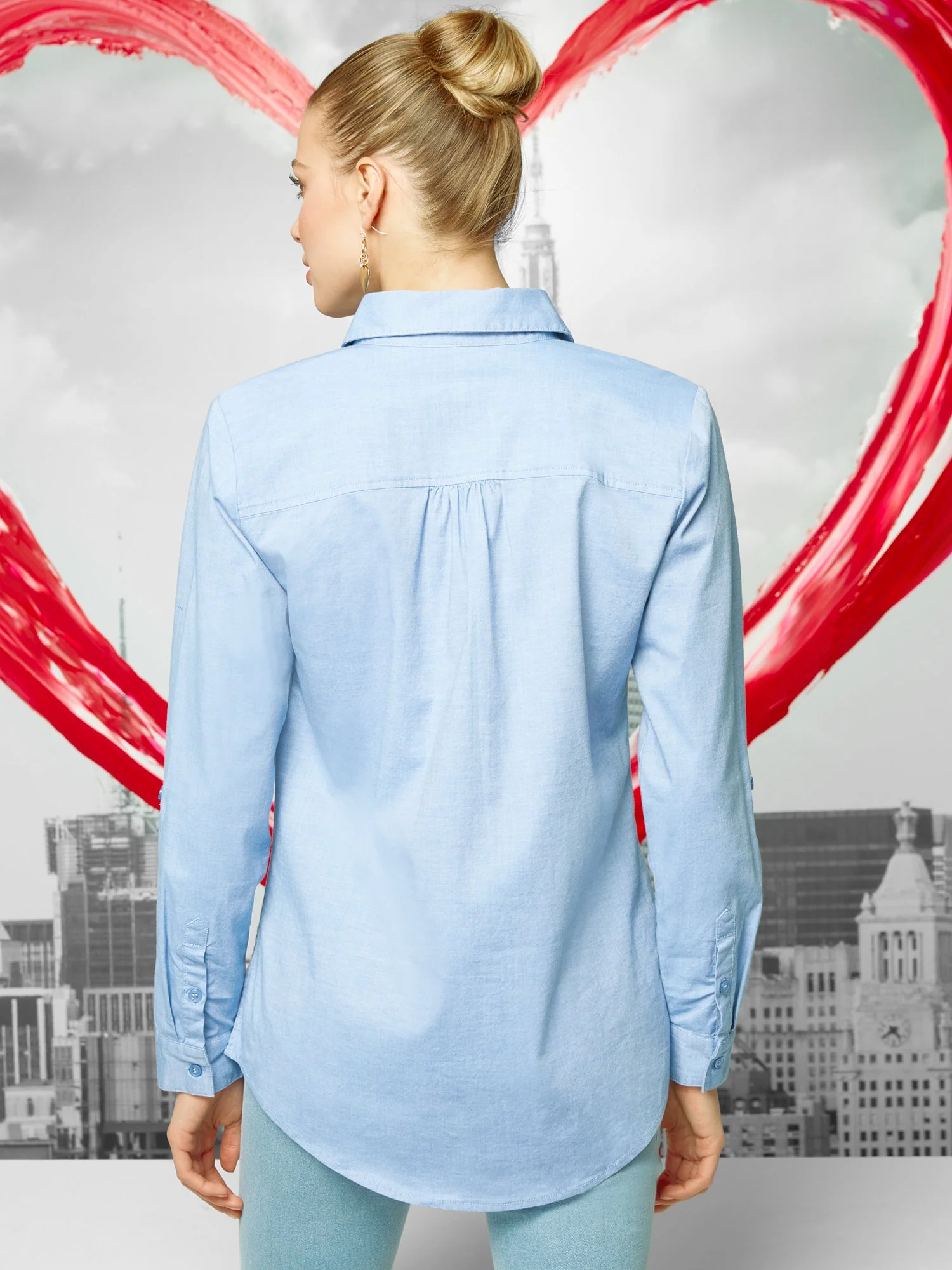 Relaxed-Fit Button-Down Top - Denim - Image 3