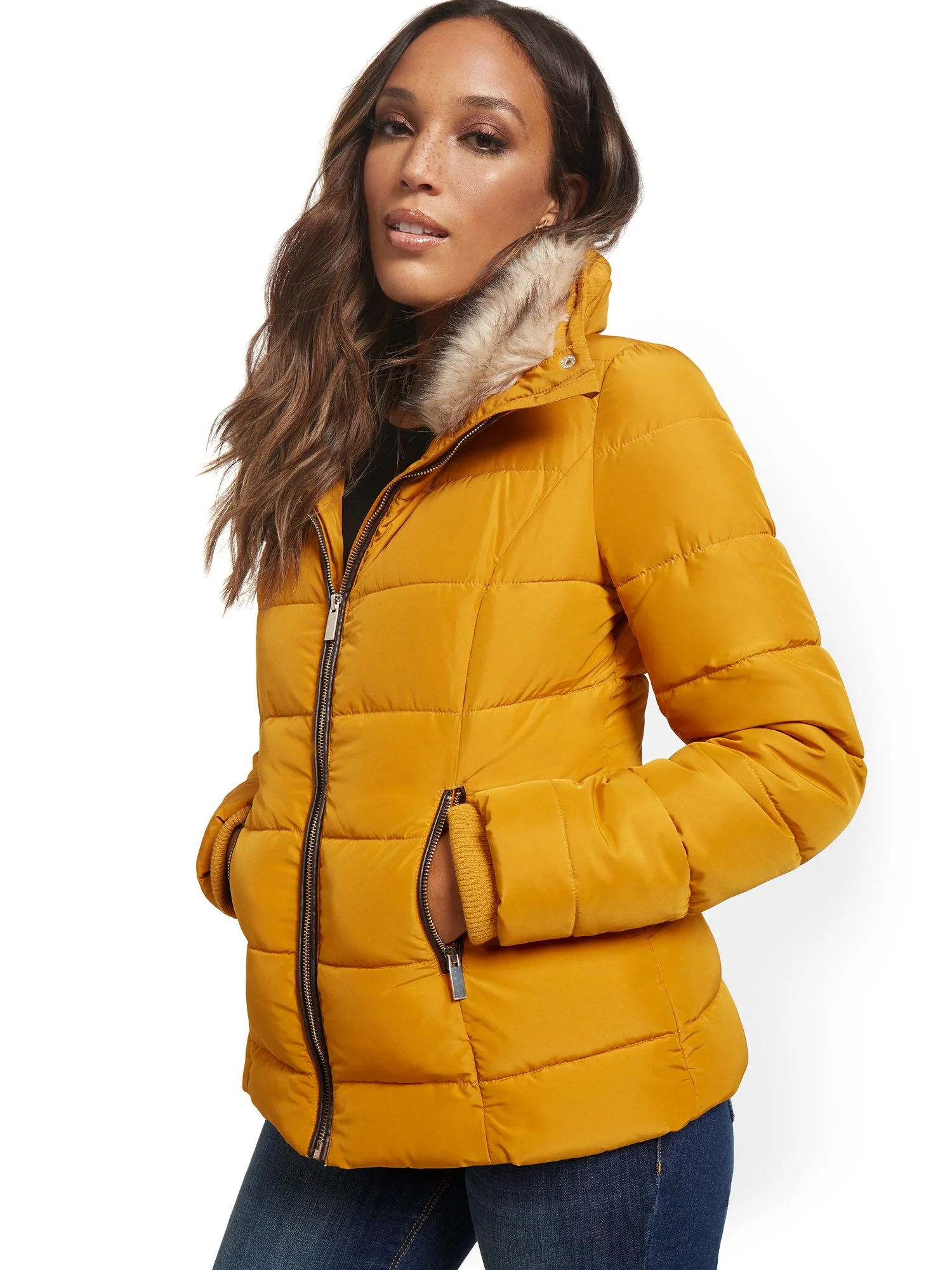 REPREVE® Faux-Fur Hooded Puffer Jacket - Image 15
