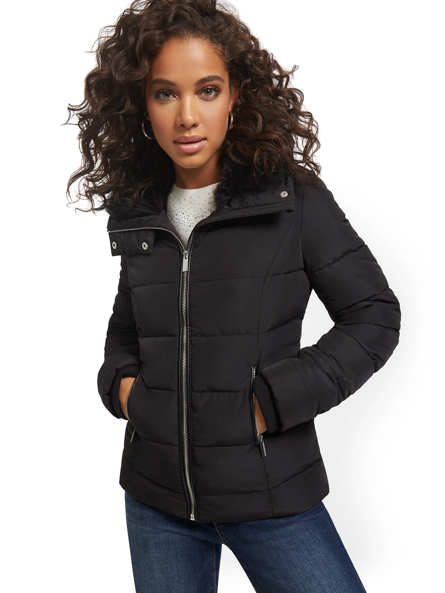 REPREVE® Faux-Fur Hooded Puffer Jacket - Image 2