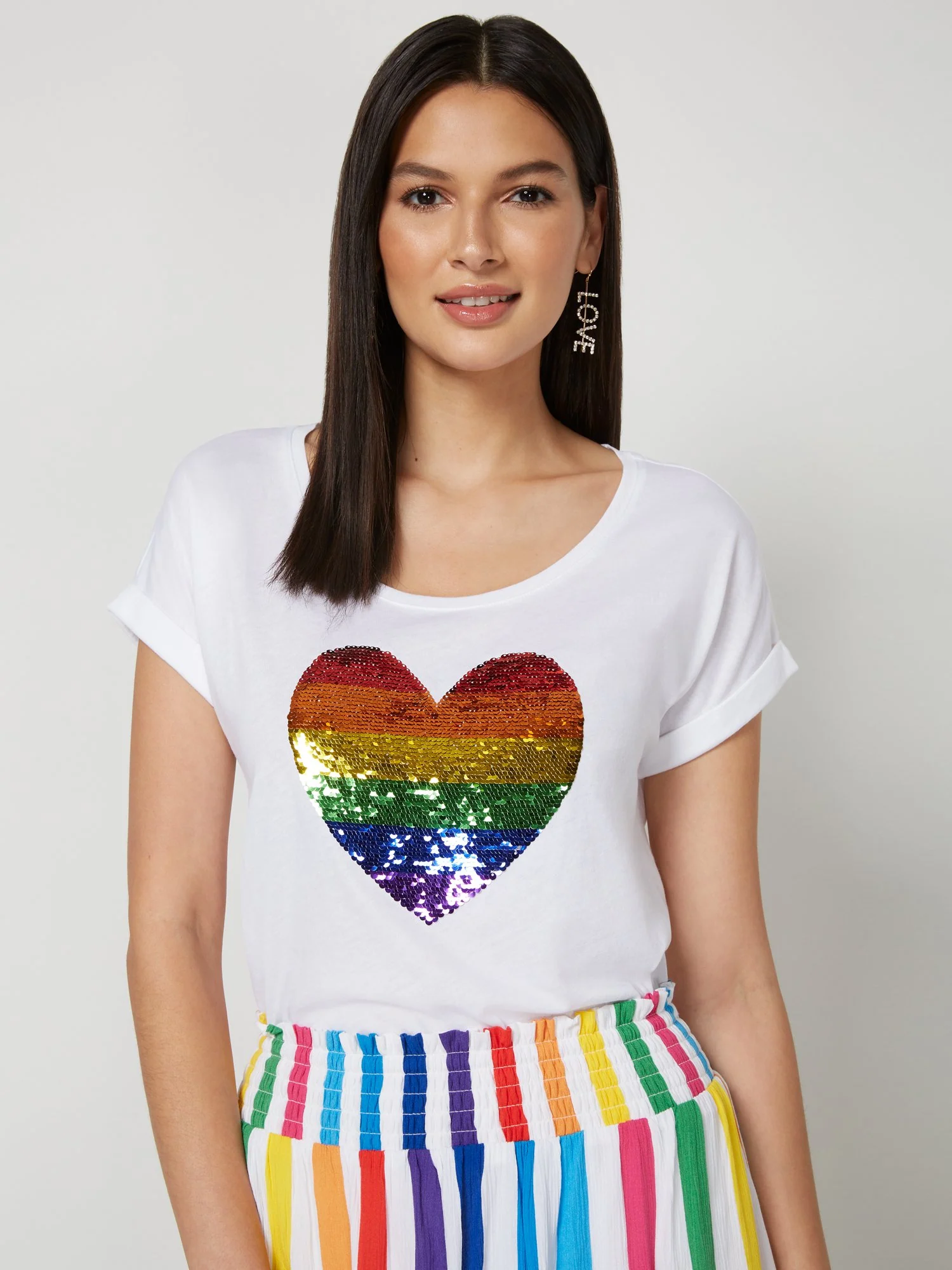 Reversible Sequin Heart Graphic Tee