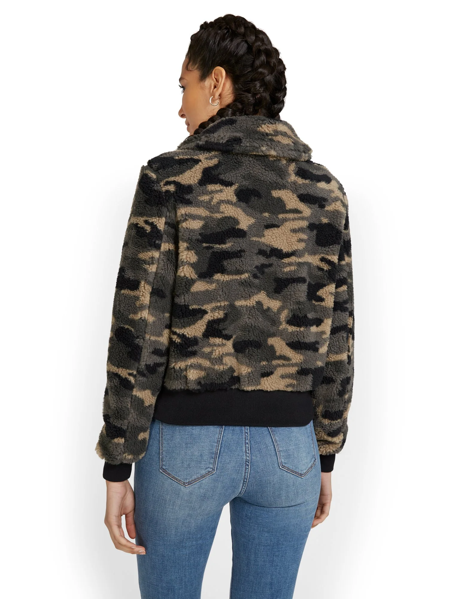 Reversible Teddy Camo-Print Bomber Jacket - Image 3