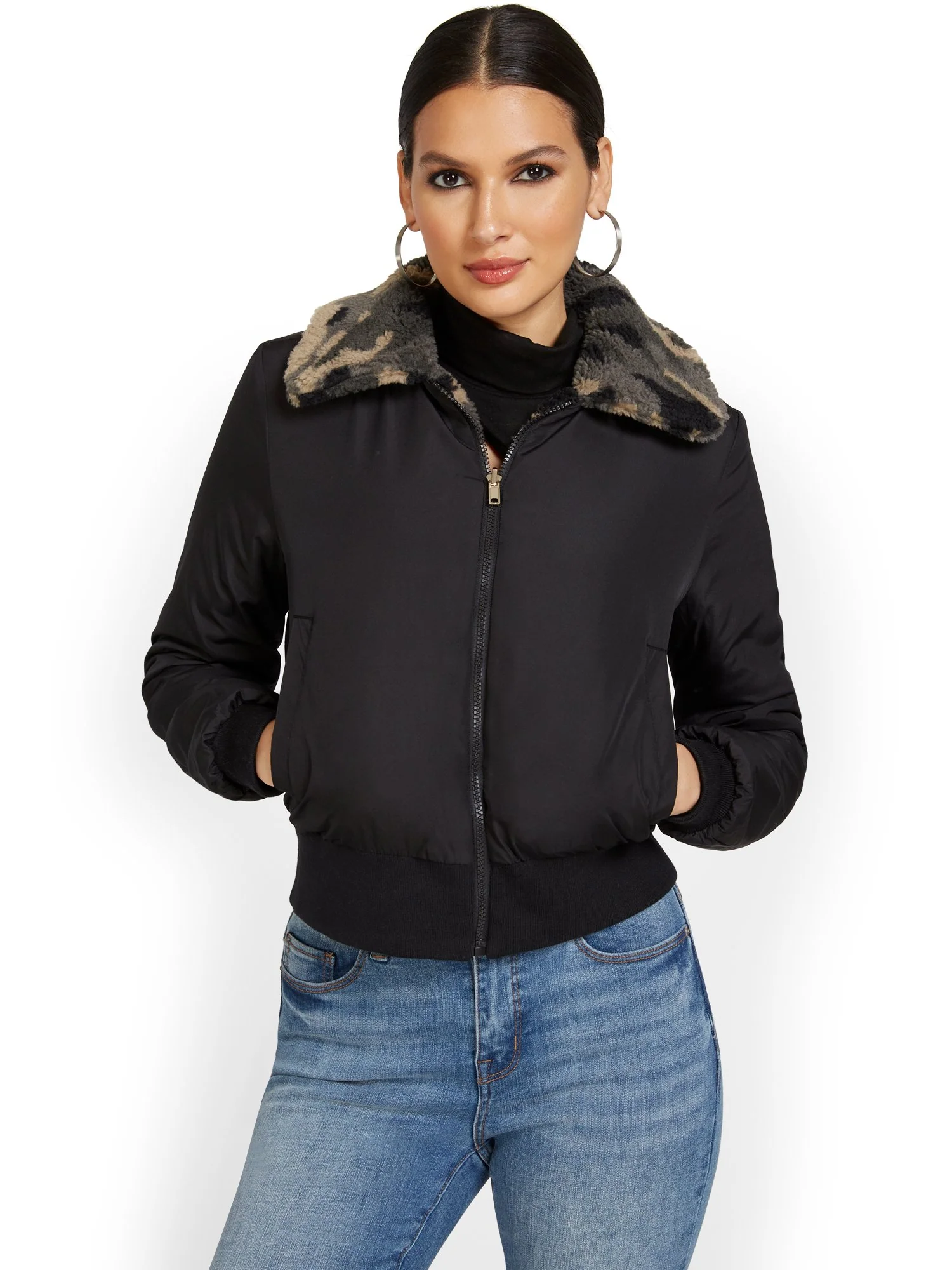 Reversible Teddy Camo-Print Bomber Jacket - Image 4