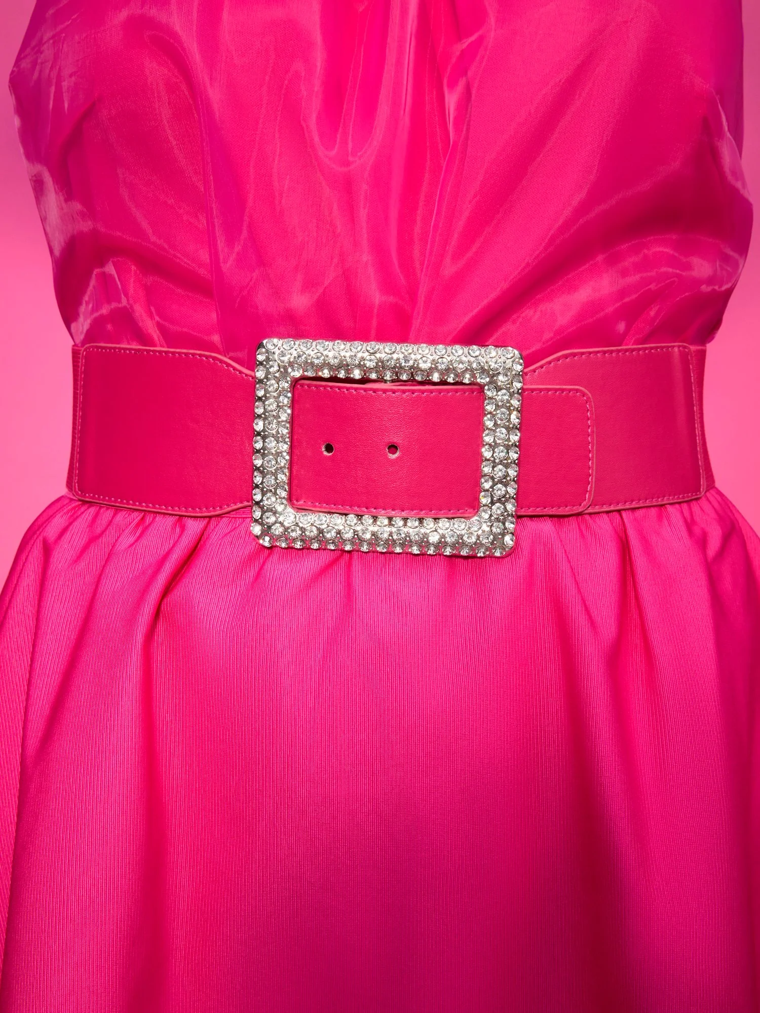 Rhinestone-Buckle Faux-Leather Belt - Image 3