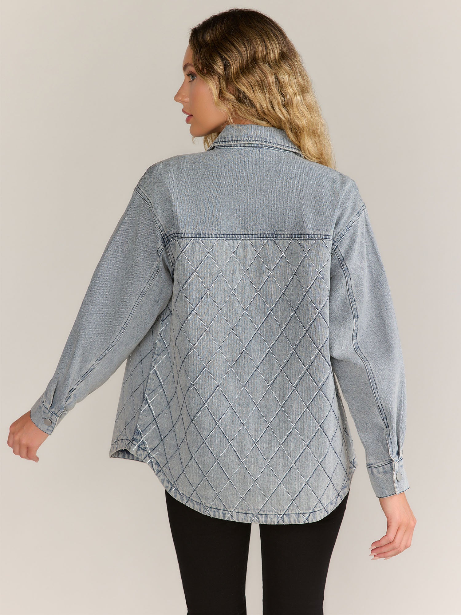 Blue B Rhinestone Denim Shacket - Brands We Love - Image 3
