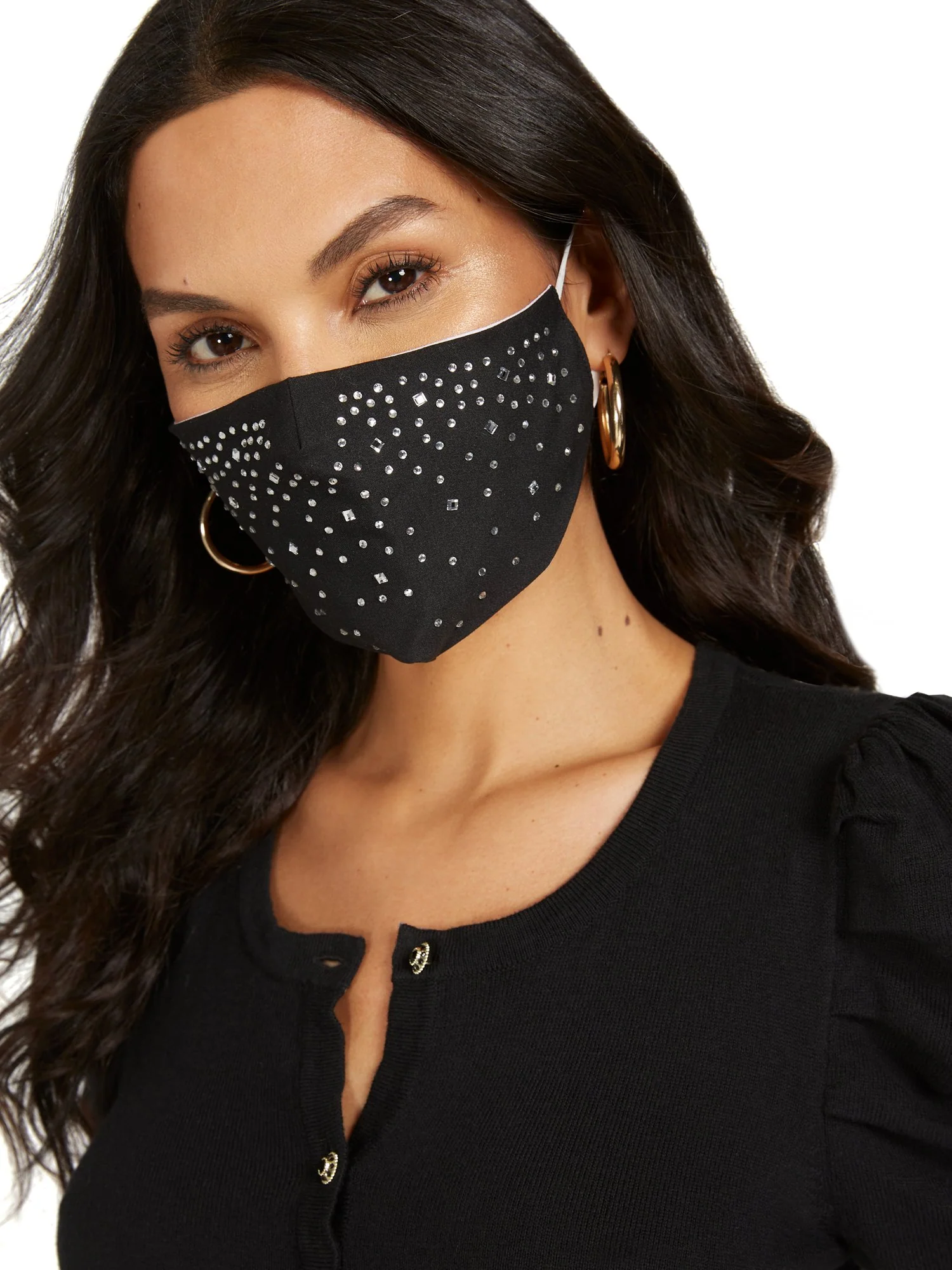 Rhinestone Studded Face Mask
