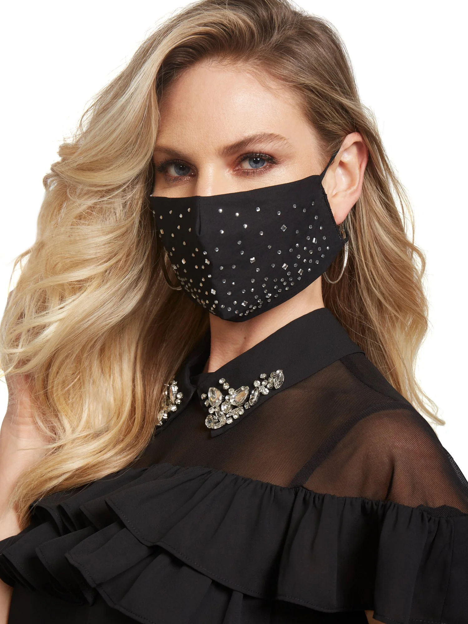 Rhinestone Studded Face Mask - Image 3
