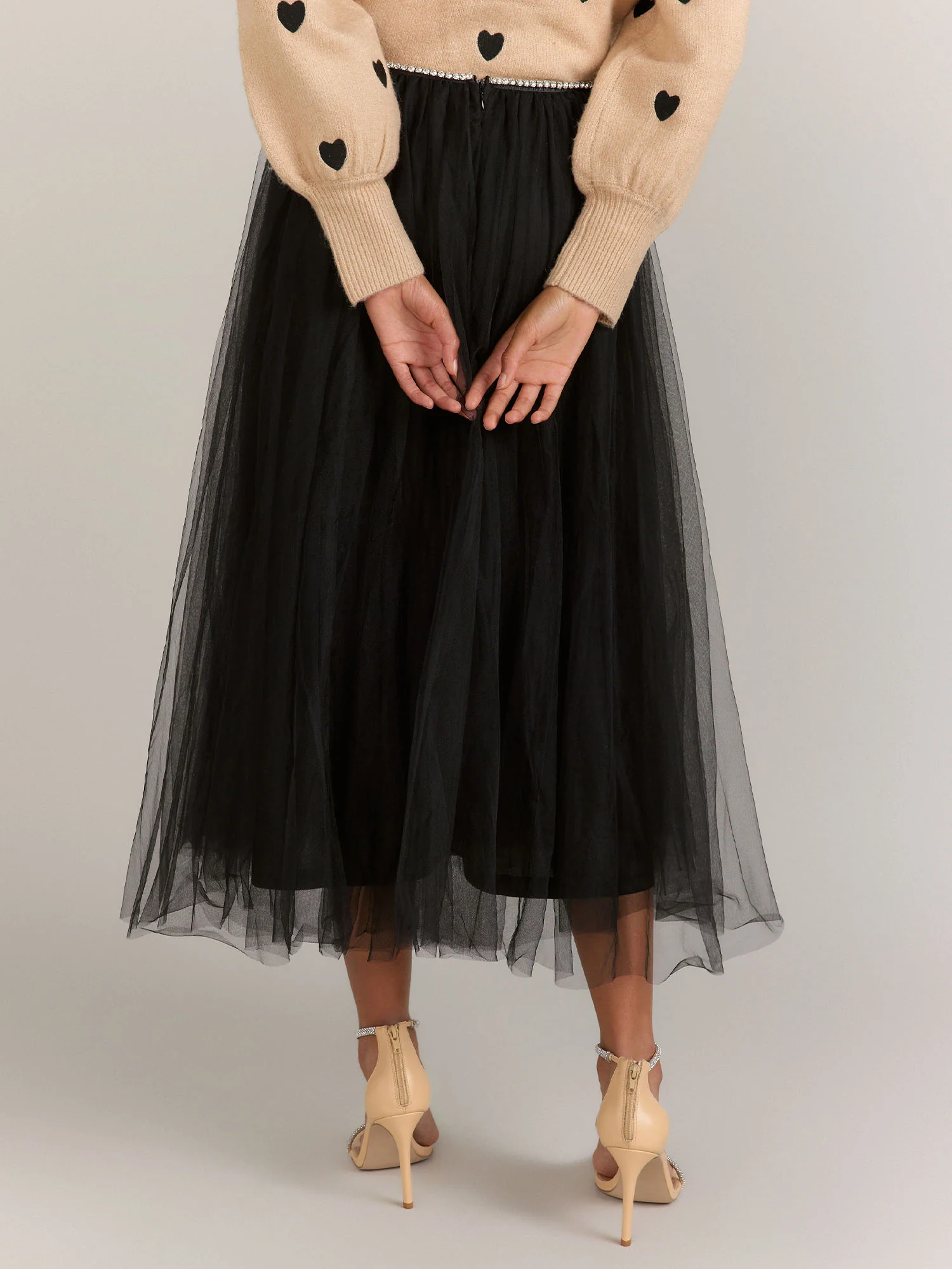 Vine Tree Rhinestone Trim Tulle Midi Skirt - Brands We Love - Image 5