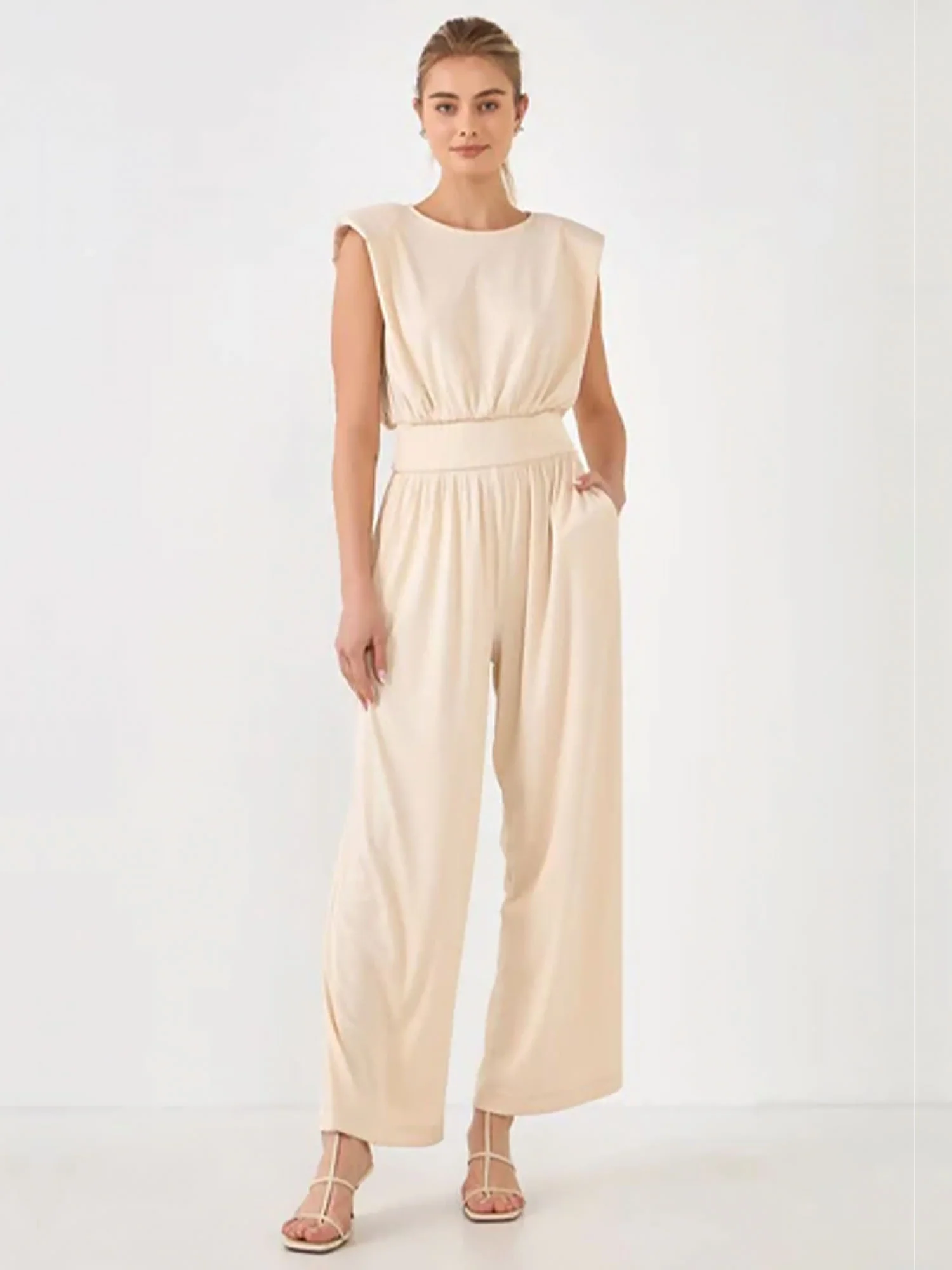 Endless Rose Rib-Knit Shoulder-Pad Jumpsuit - Brands We Love - Image 2