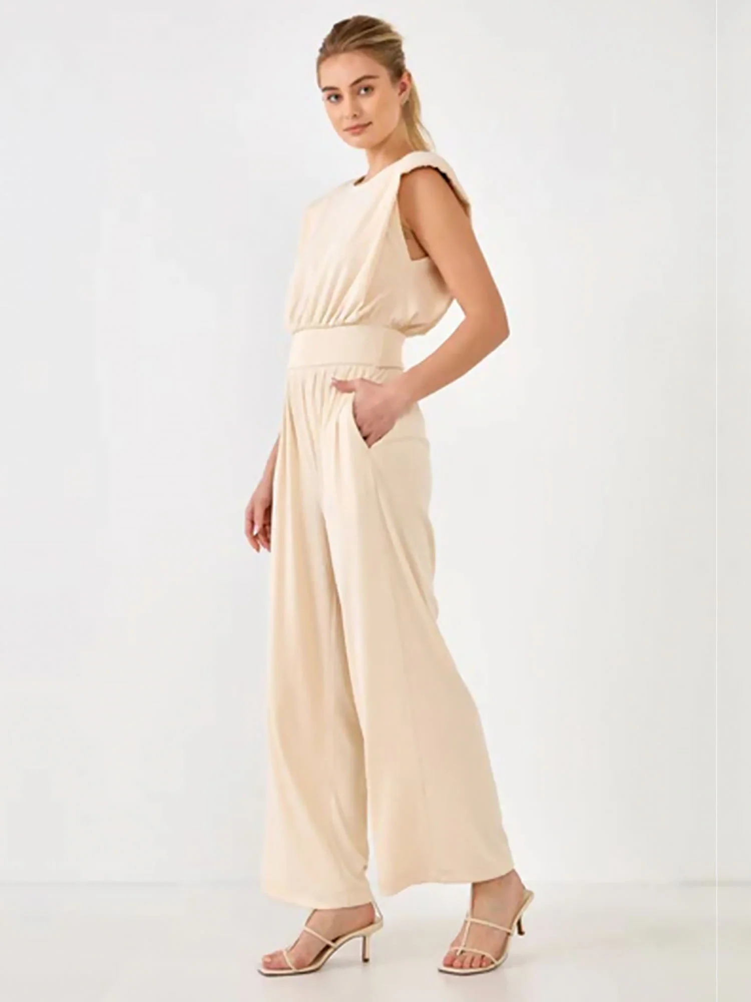 Endless Rose Rib-Knit Shoulder-Pad Jumpsuit - Brands We Love - Image 4