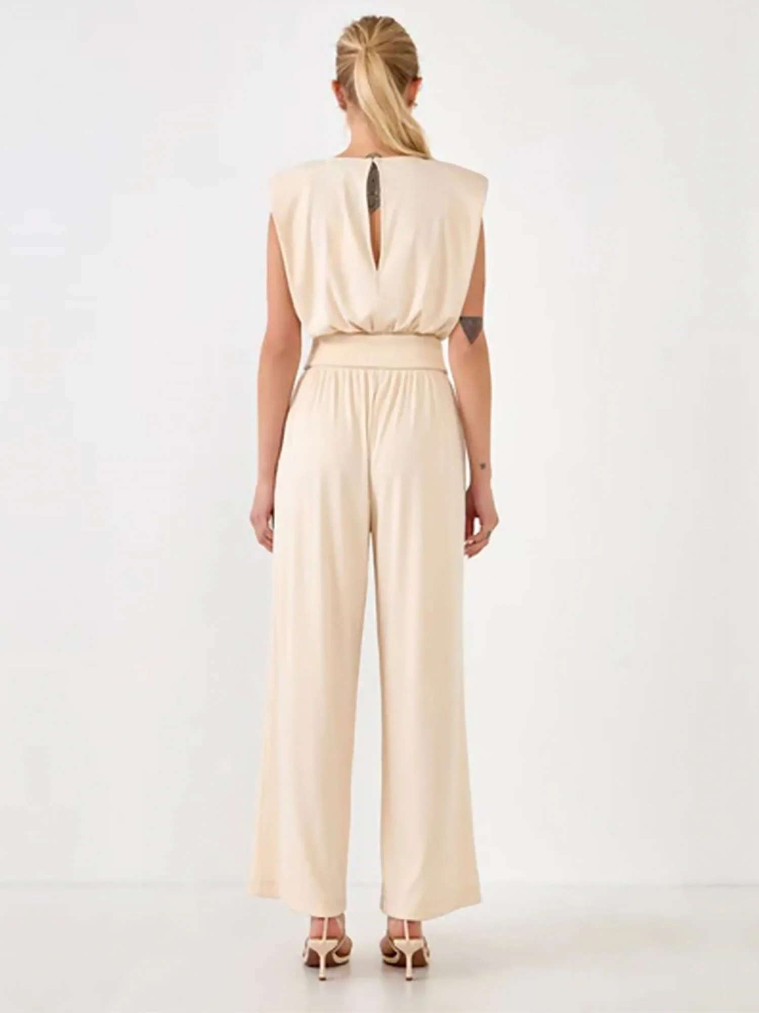 Endless Rose Rib-Knit Shoulder-Pad Jumpsuit - Brands We Love - Image 5