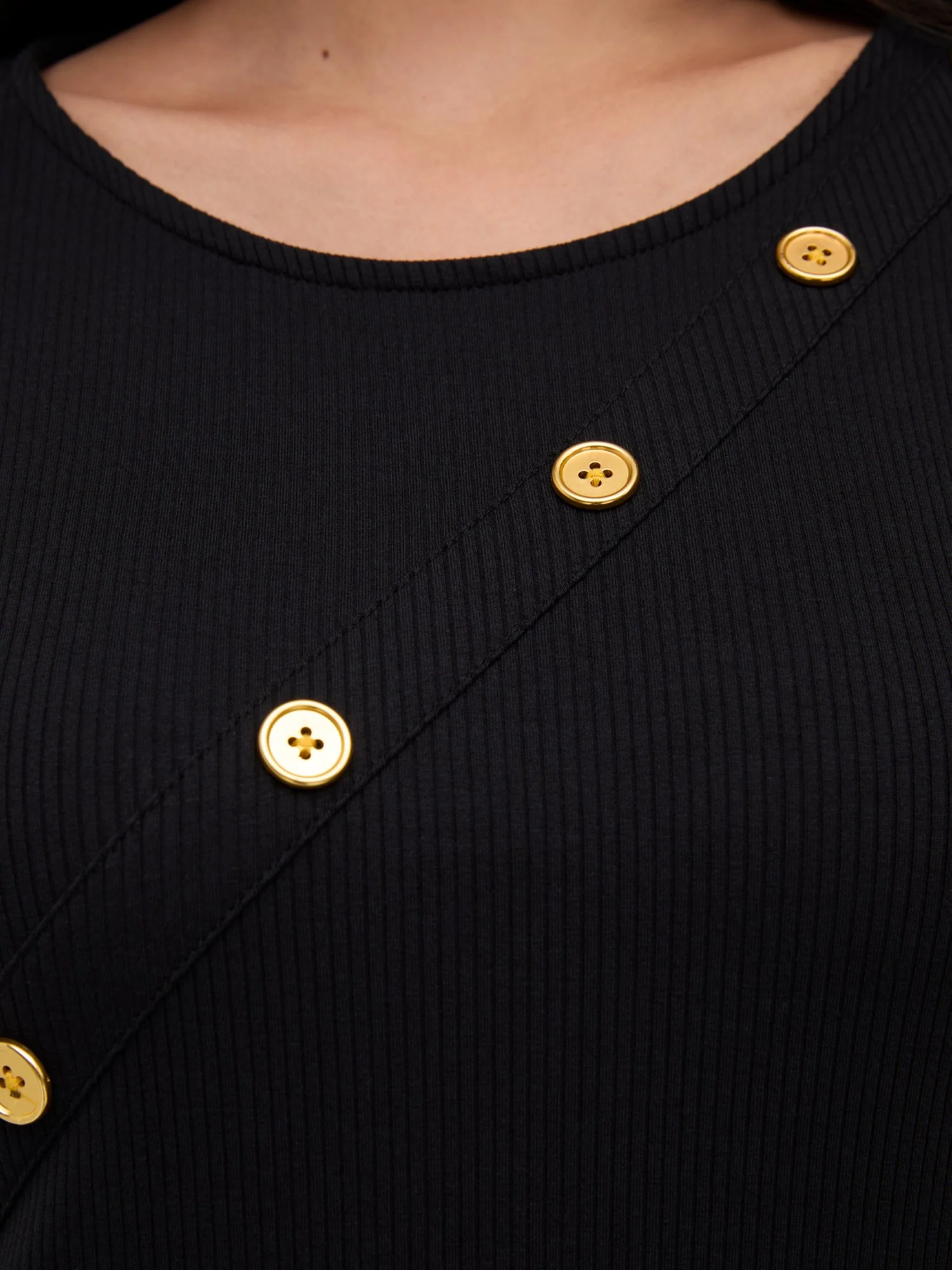 Ribbed Button-Detail Top - Image 3