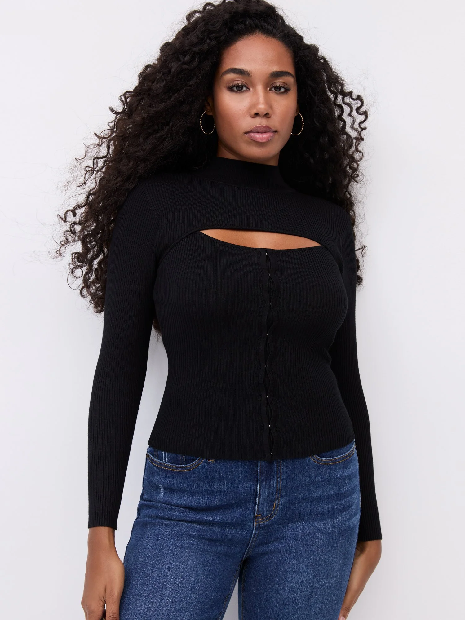 Ribbed Cut-Out Corset Sweater - Image 2