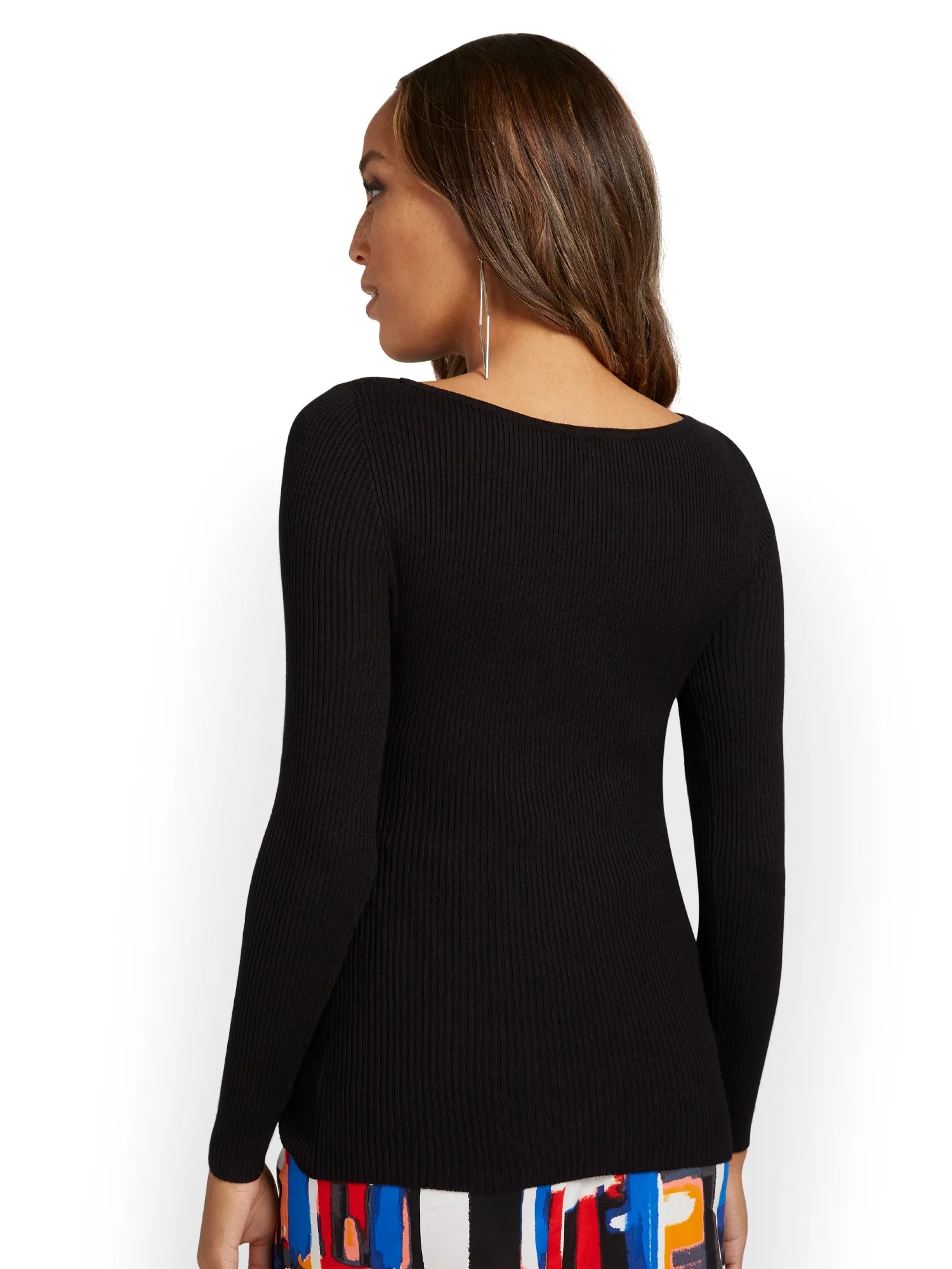 Ribbed Cut-Out Pullover Sweater - Image 3