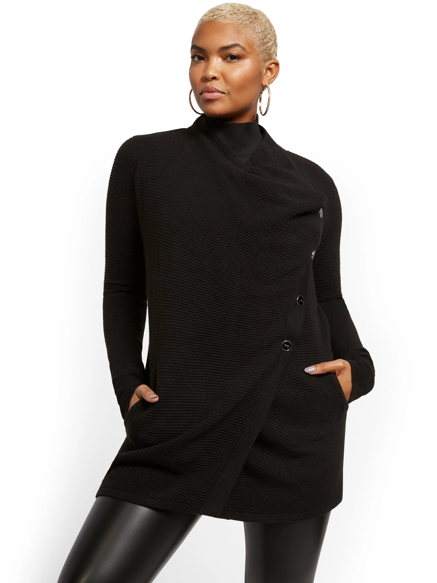 Ribbed Knit Long Cardigan