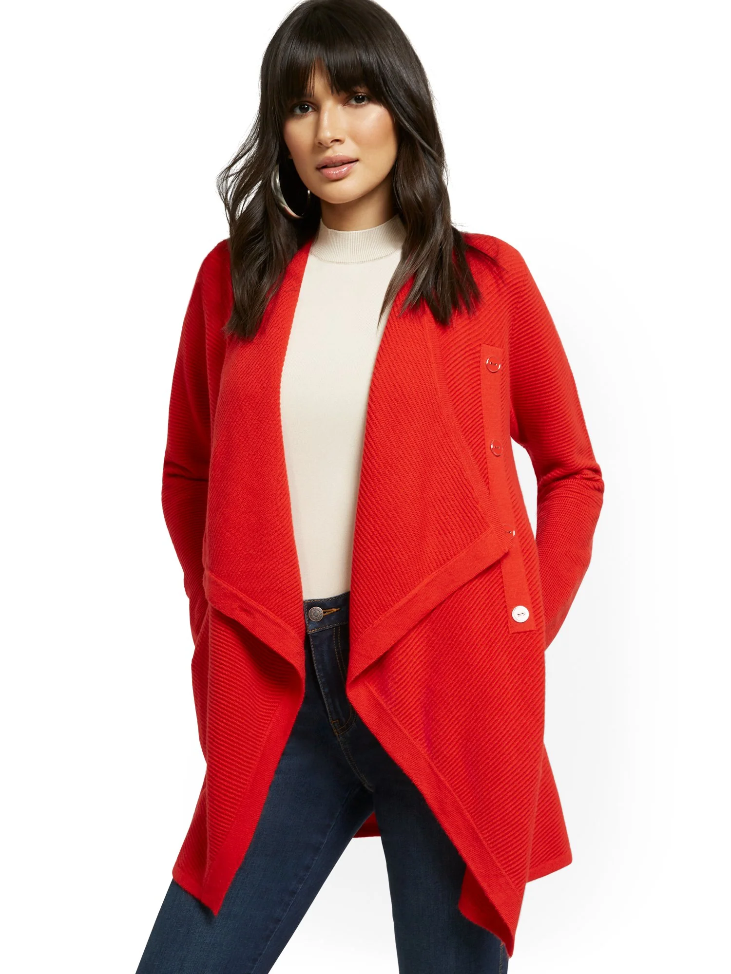 Ribbed Knit Long Cardigan - Image 11