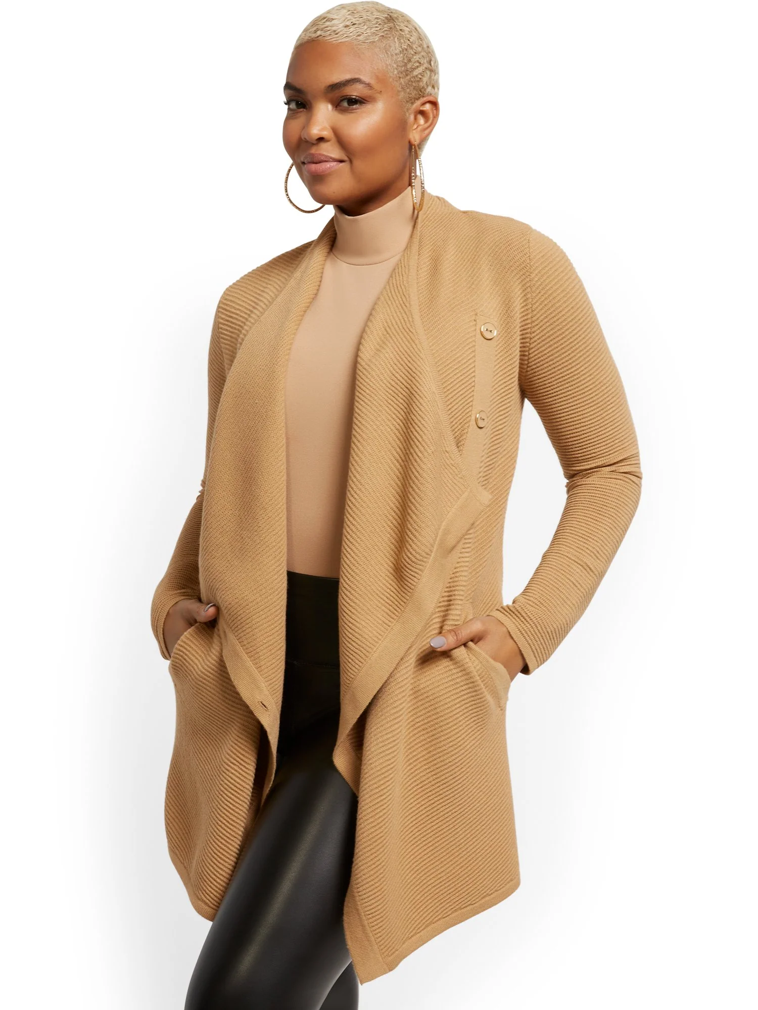 Ribbed Knit Long Cardigan - Image 5