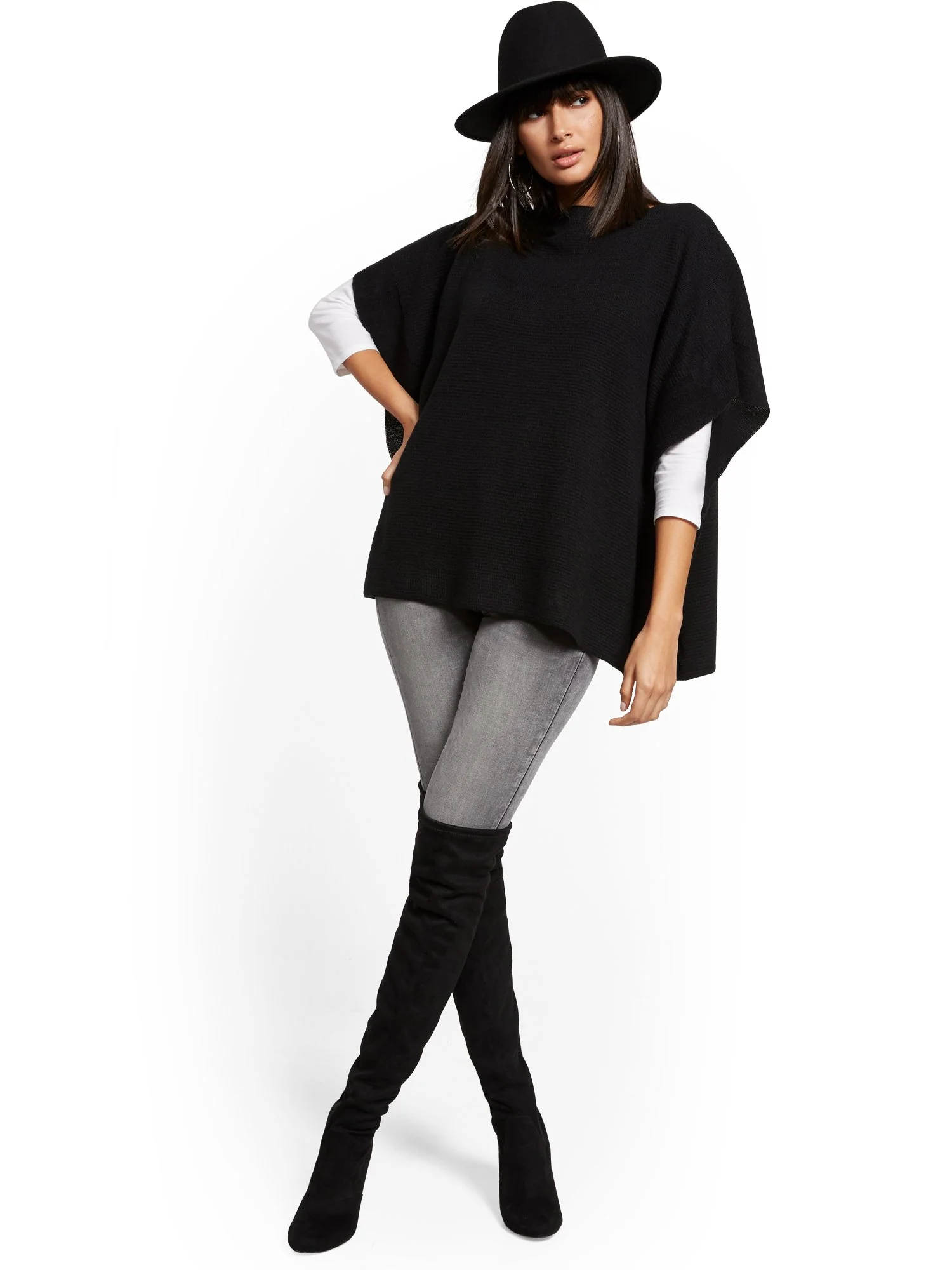 Ribbed-Knit Poncho