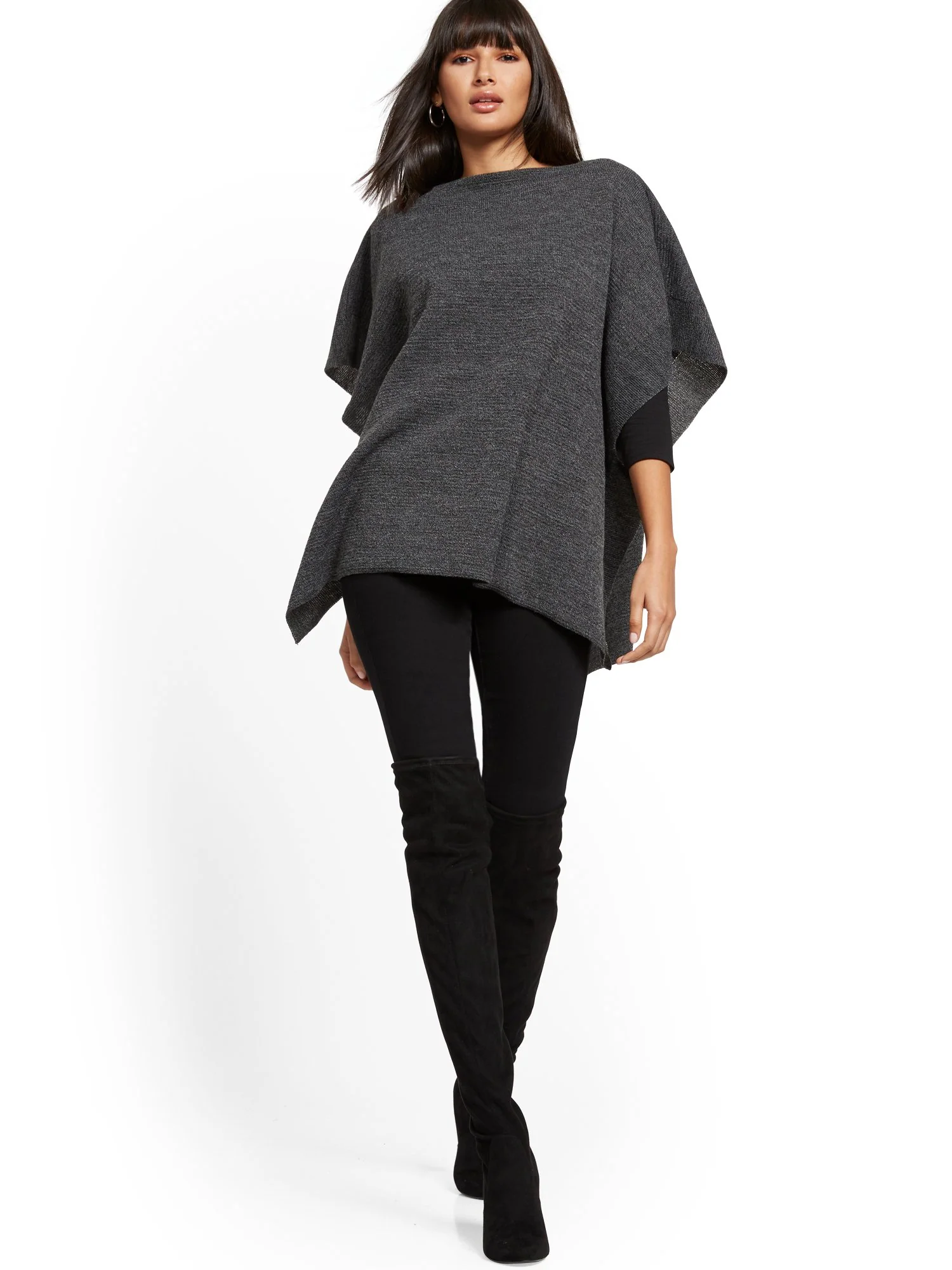 Ribbed-Knit Poncho - Image 2