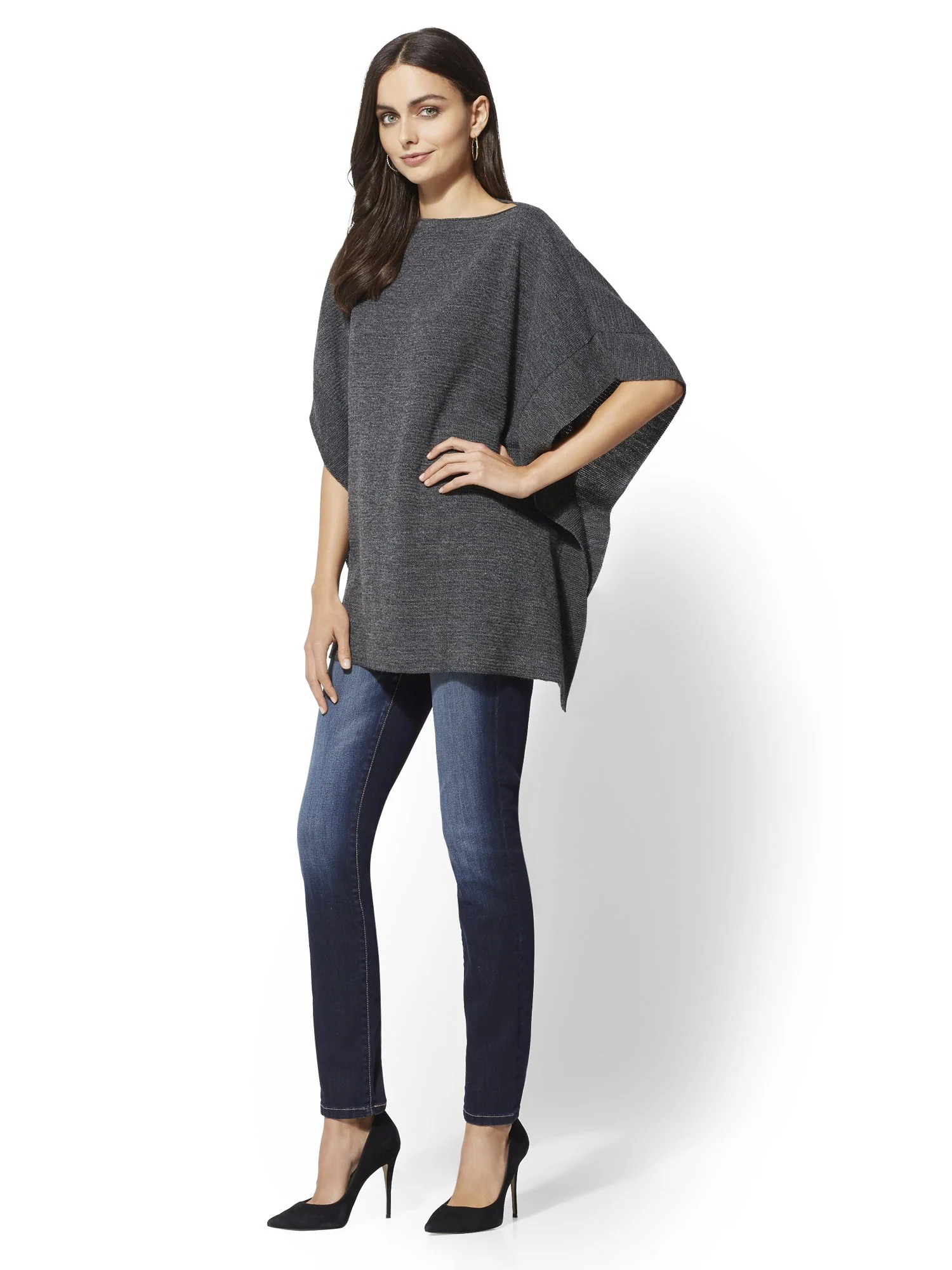 Ribbed-Knit Poncho - Image 4