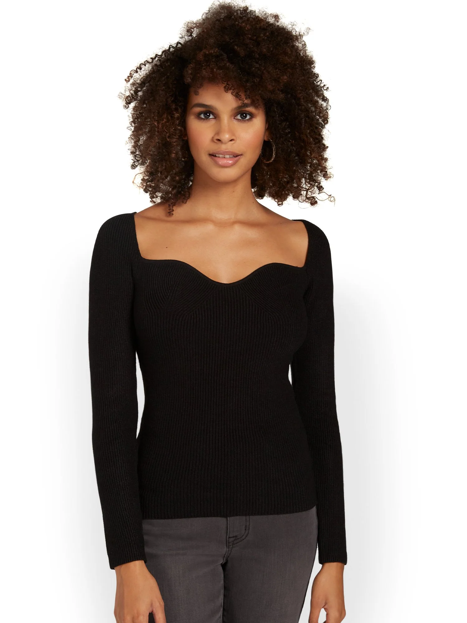 Crescent Ribbed Sweetheart-Neck Top - Brands We Love - Image 2