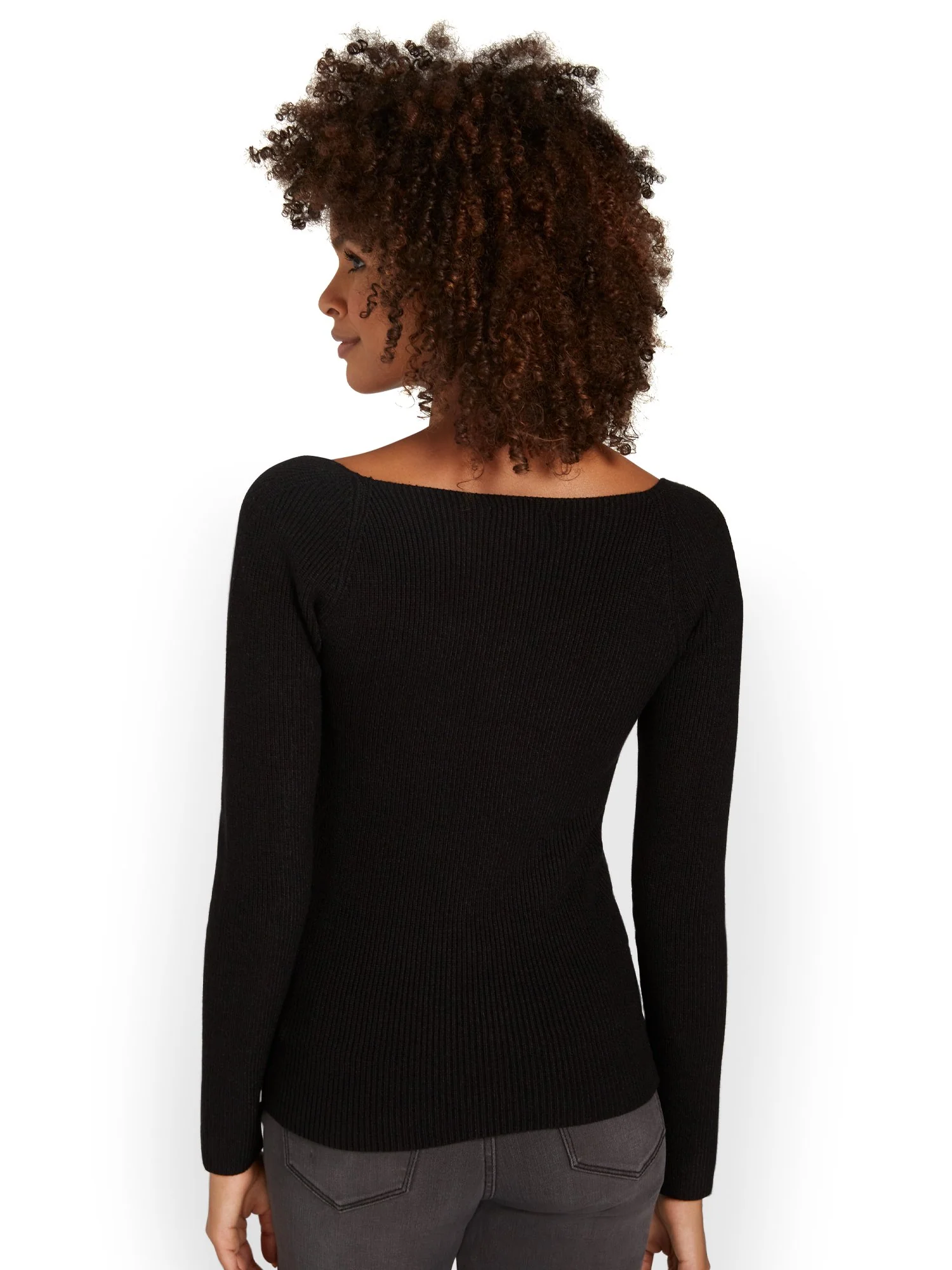 Crescent Ribbed Sweetheart-Neck Top - Brands We Love - Image 3