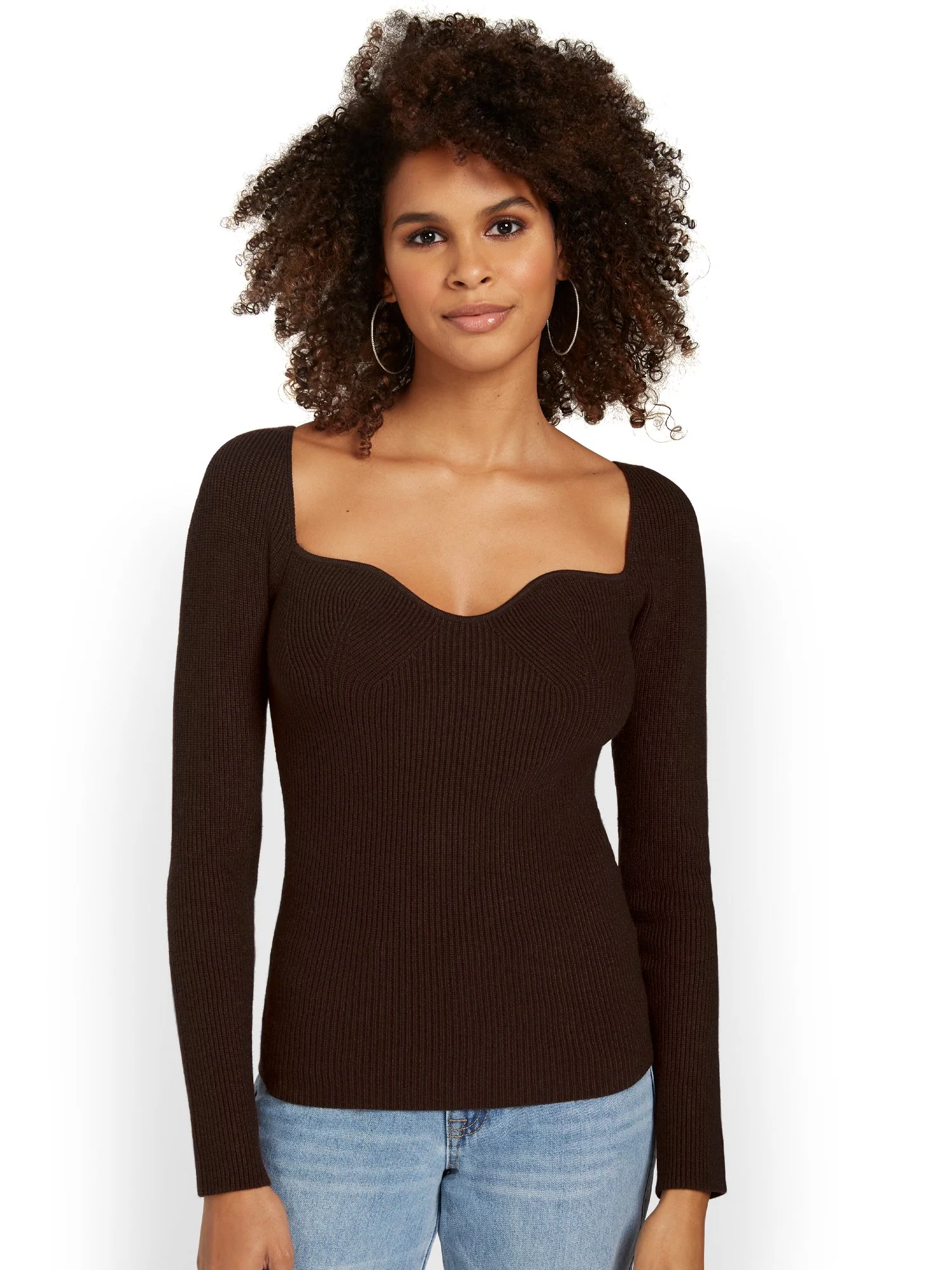 Crescent Ribbed Sweetheart-Neck Top - Brands We Love - Image 5