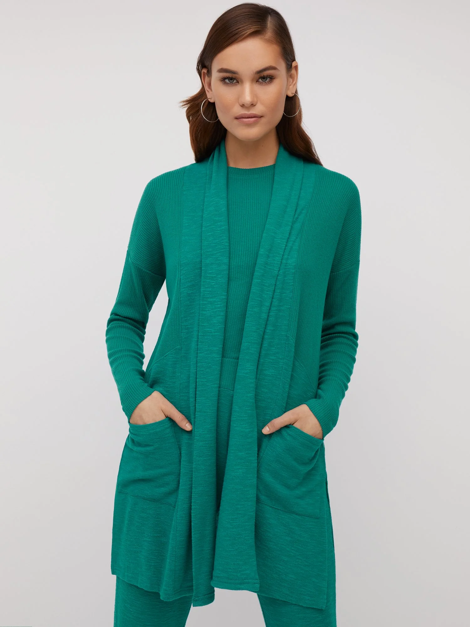 Ribbed-Trim Knit Duster - Image 2