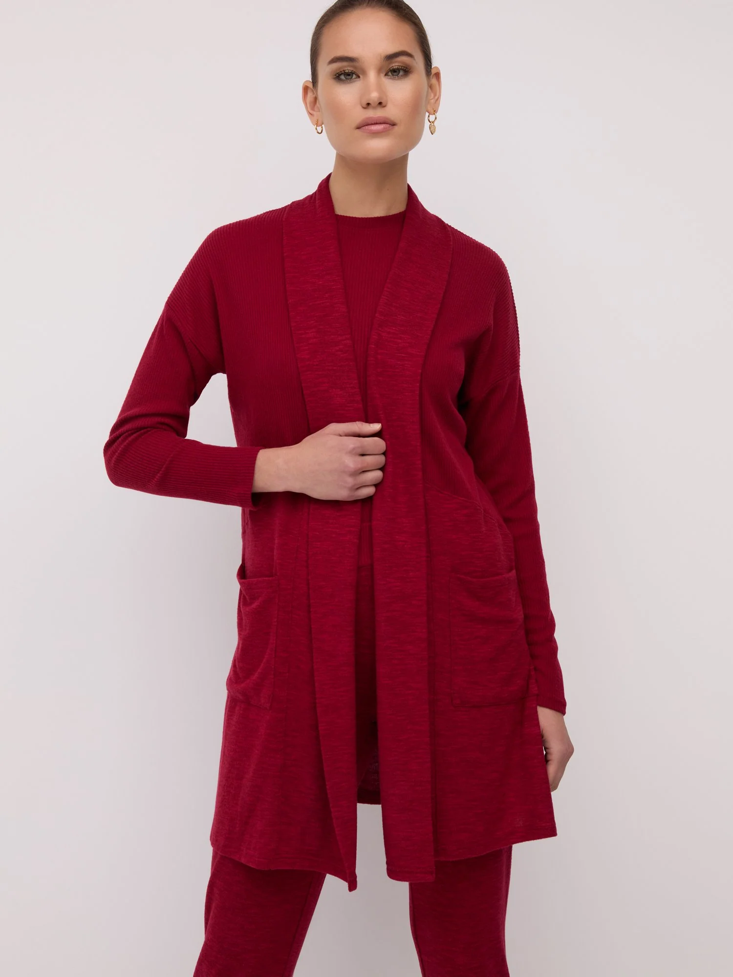Ribbed-Trim Knit Duster - Image 4