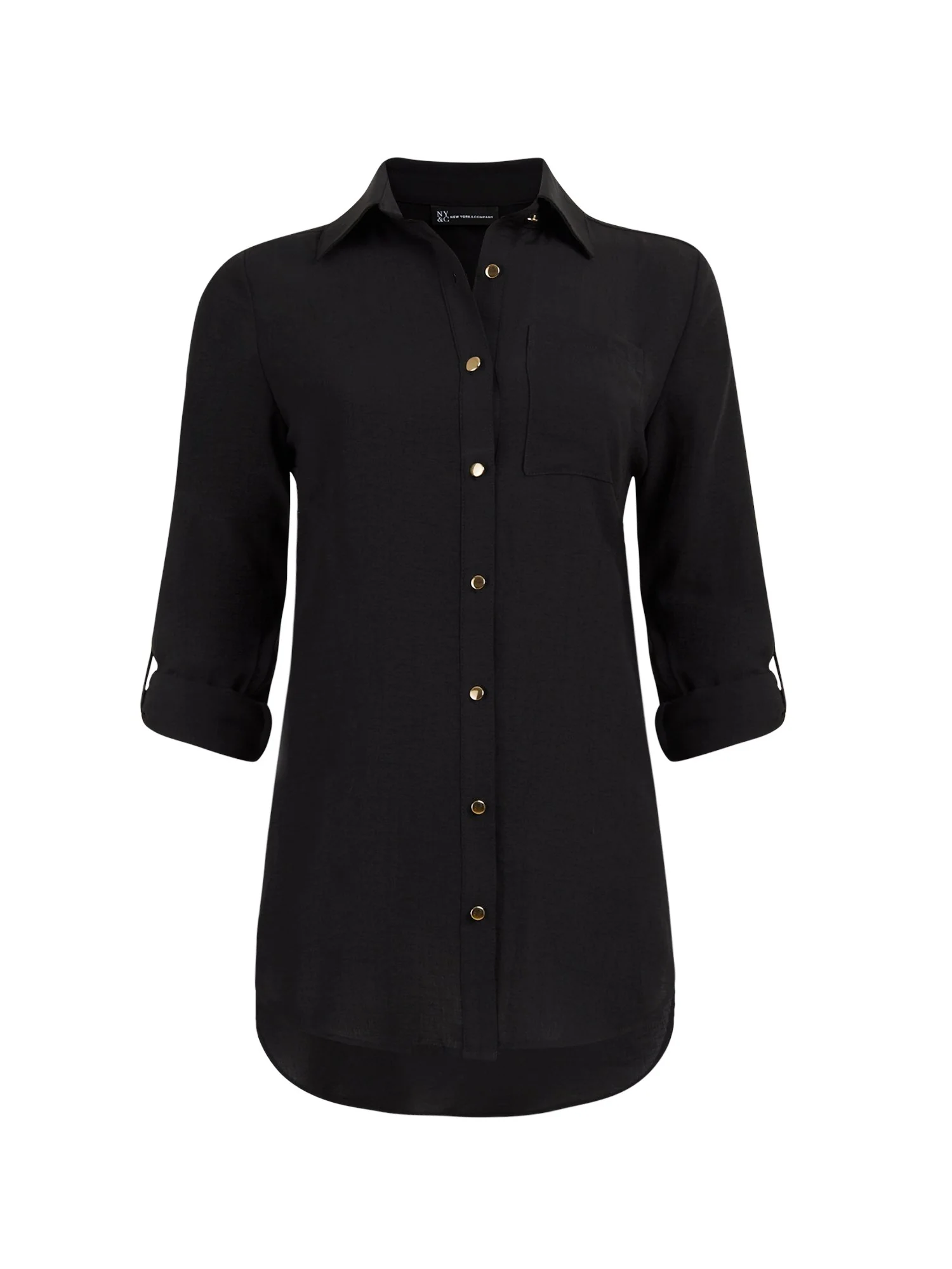Roll-Tab Sleeve Tunic Top
