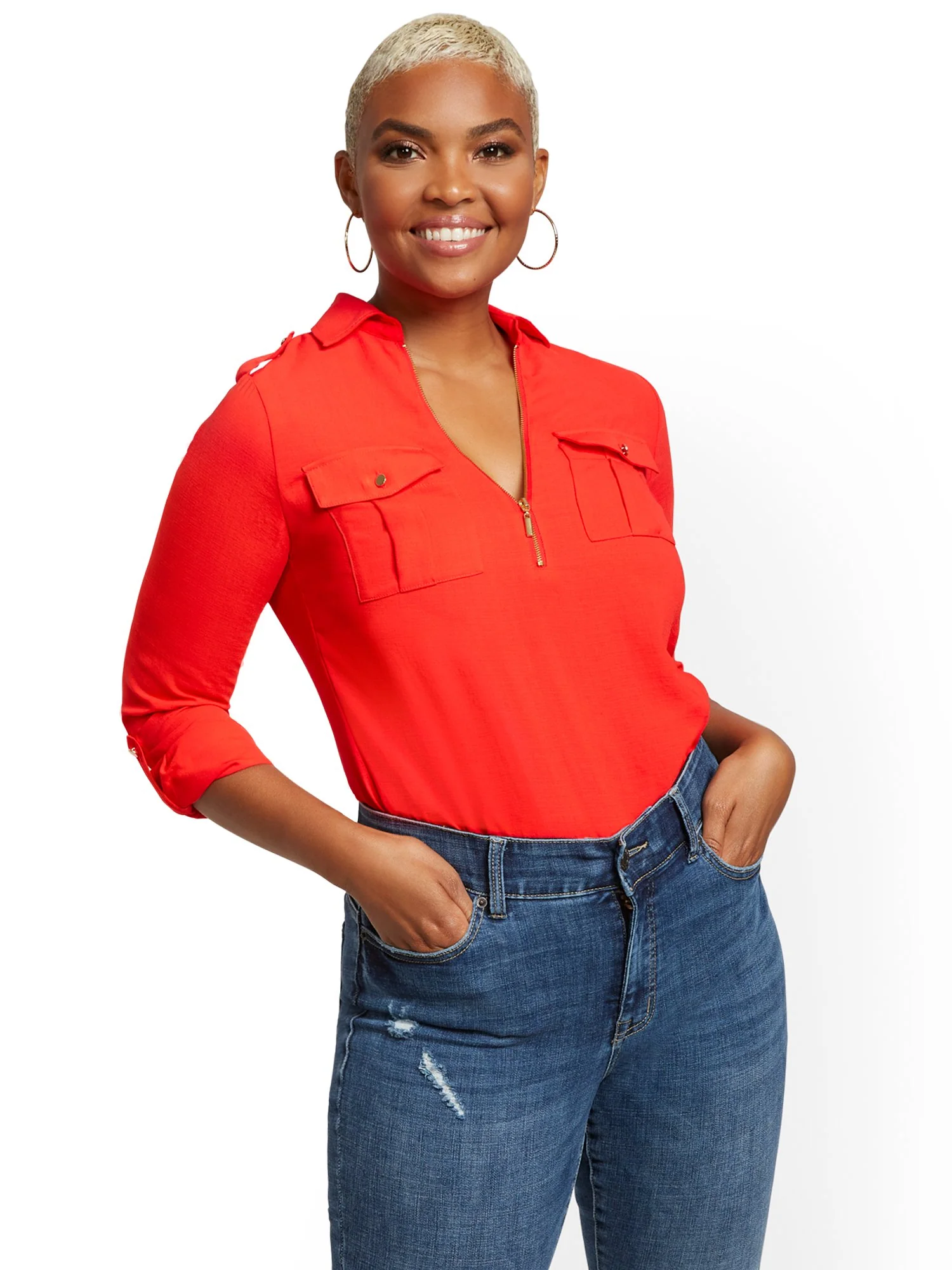 Roll-Tab Utility Zipper Shirt - Image 9