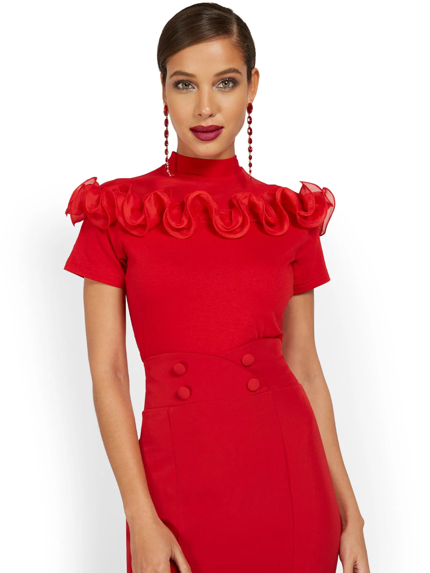 Rosette-Embroidered Mesh Top - Image 5