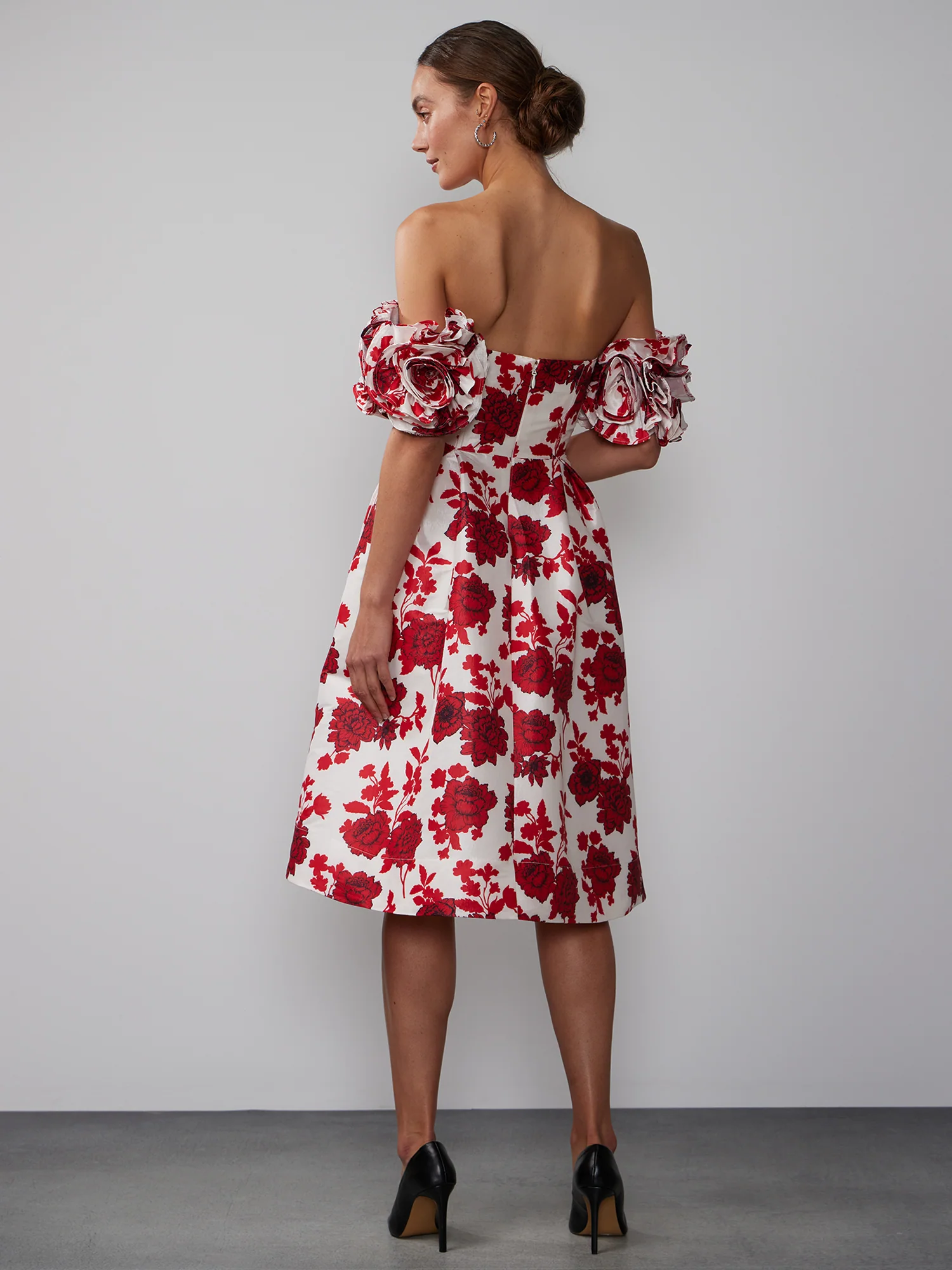 Off Shoulder Rosette Sleeve Dress - Image 3