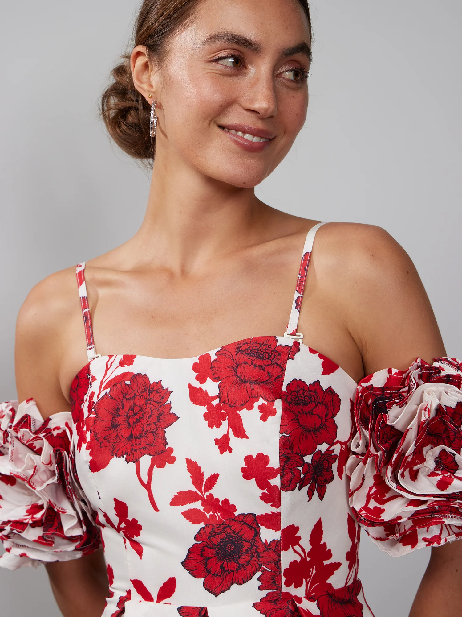Off Shoulder Rosette Sleeve Dress - Image 4