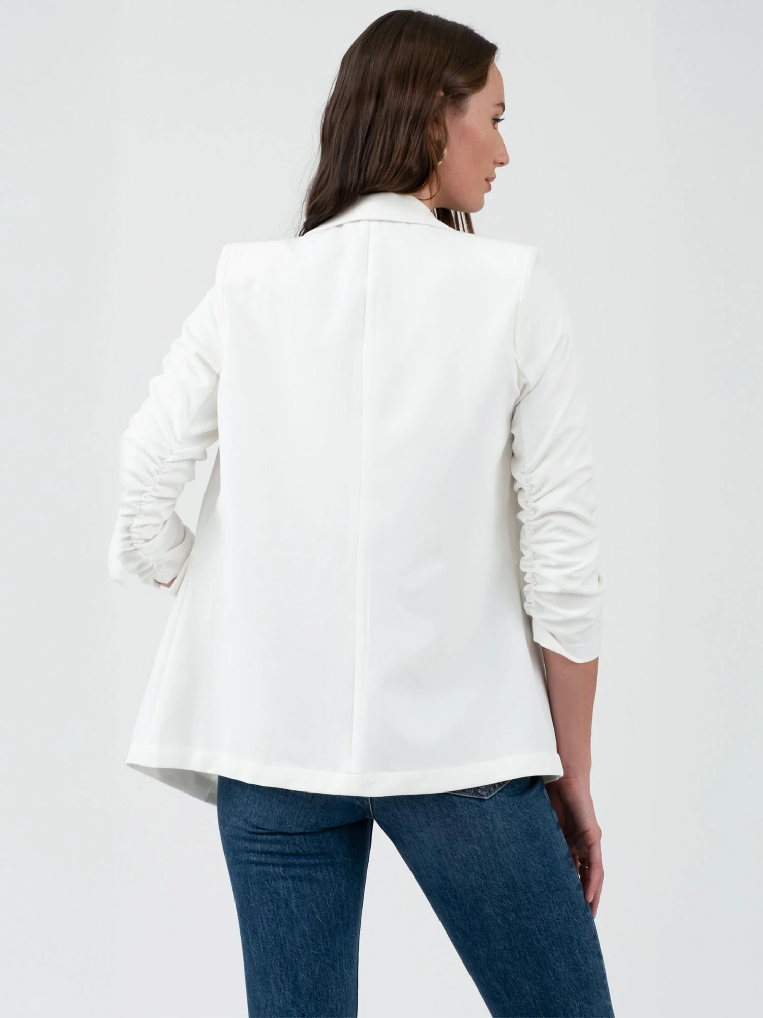 Rouched Sleeves Single Button Blazer - Image 21
