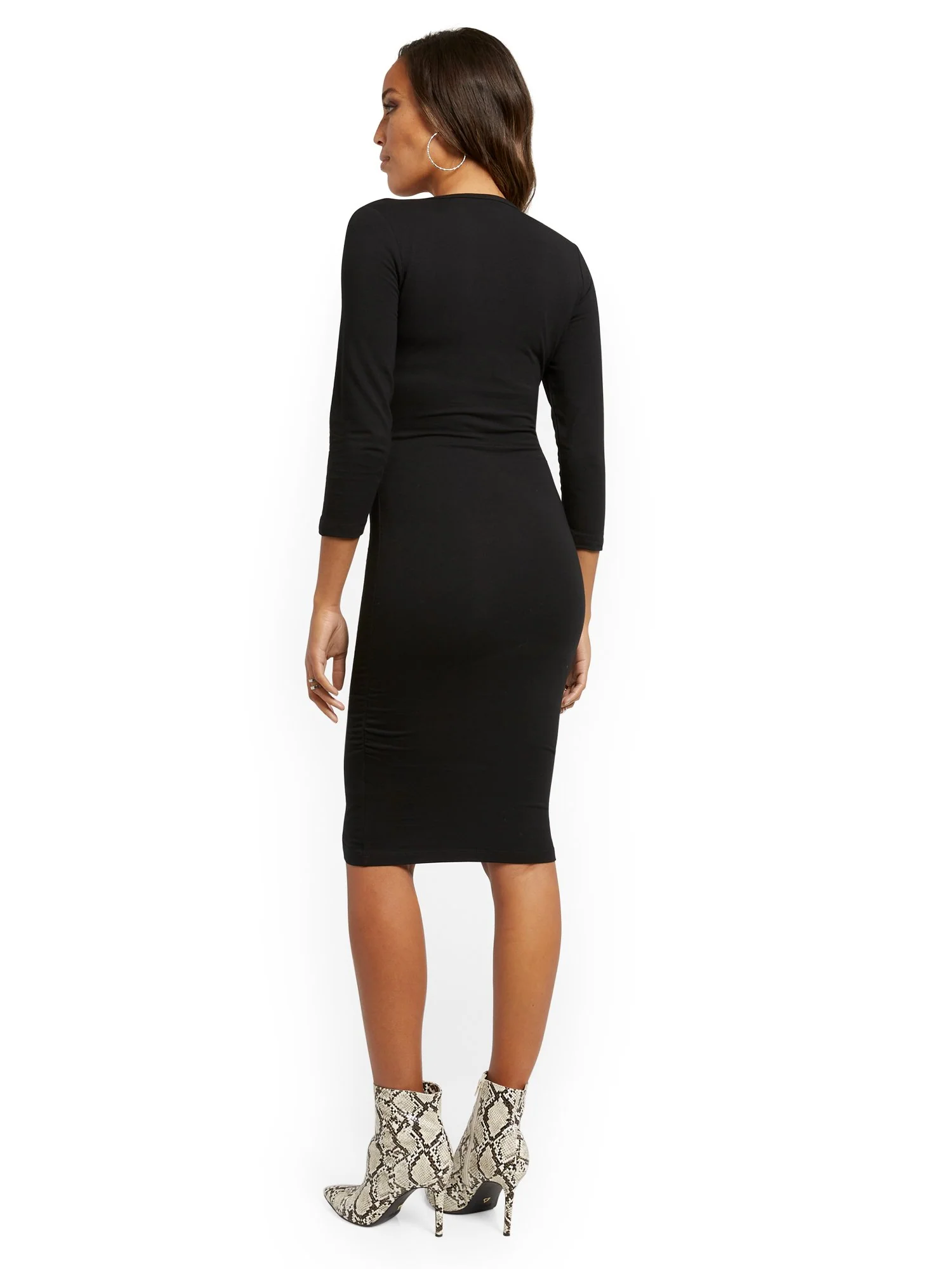 Rouched V-Neck Midi Dress - Everyday Collection - Image 3
