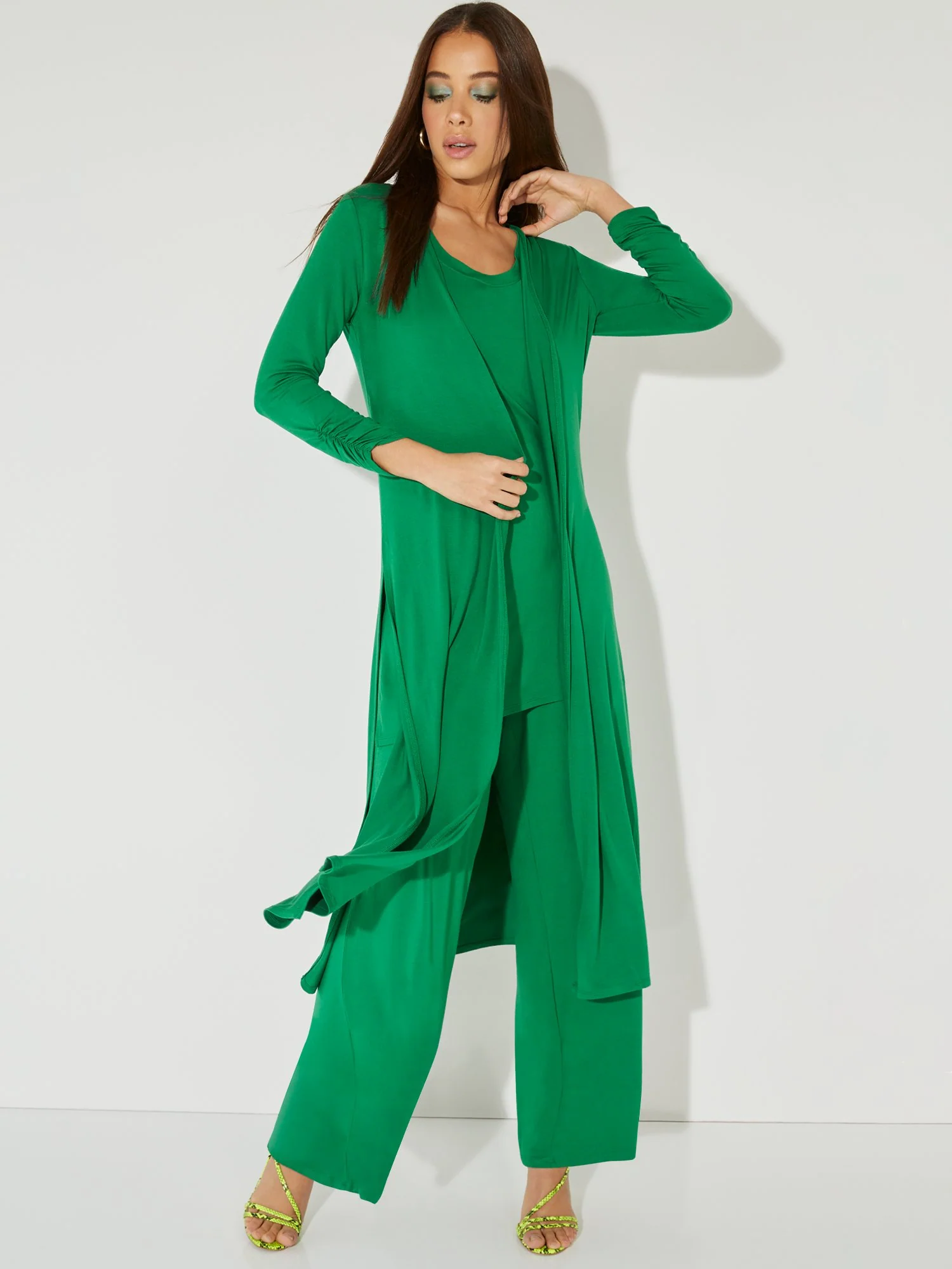Ruched 3/4-Sleeve Duster Cardigan - NY&C Style System - Image 10