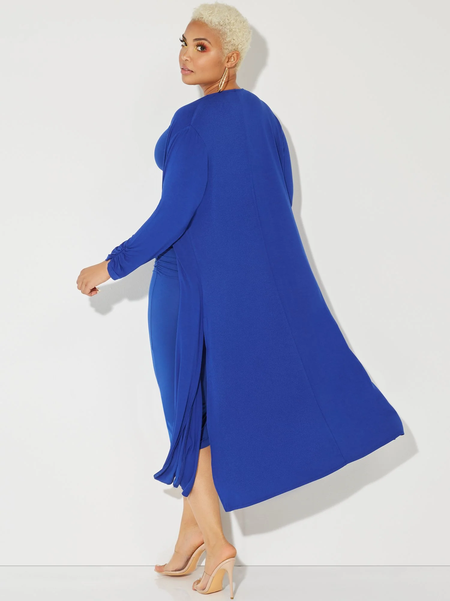 Ruched 3/4-Sleeve Duster Cardigan - NY&C Style System - Image 16