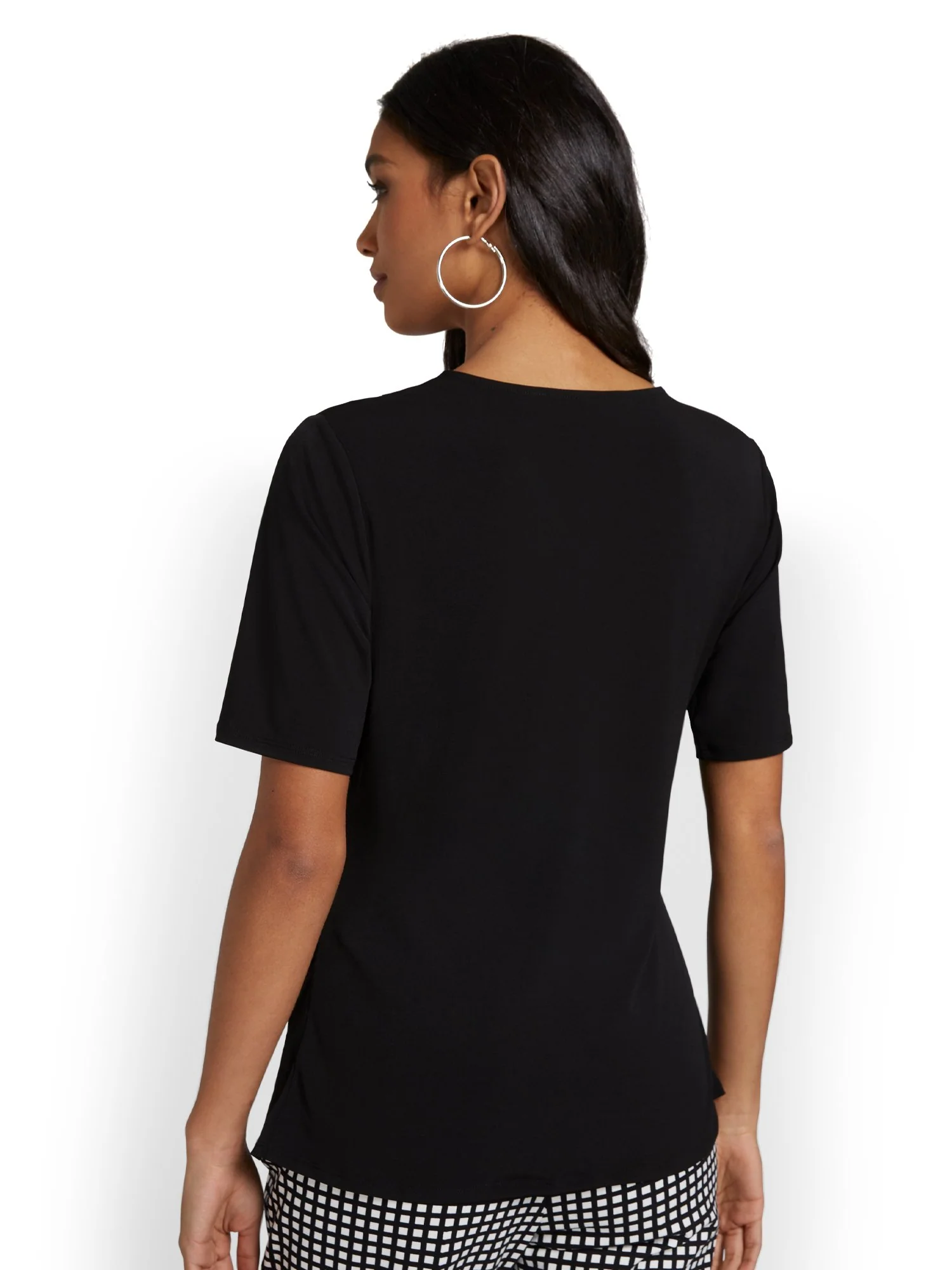 Ruched Button-Detail Knit Top - Image 3