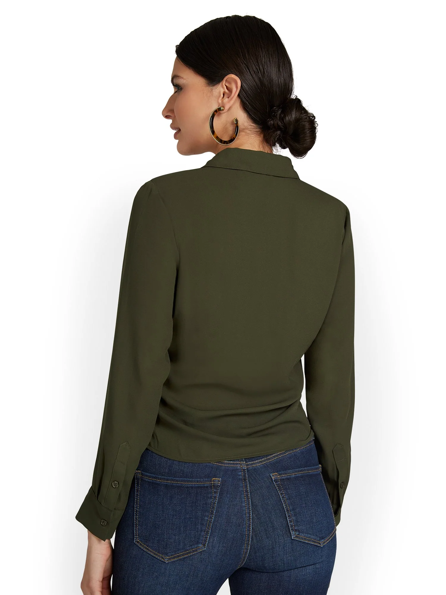 Ruched Button-Front Top - Image 3