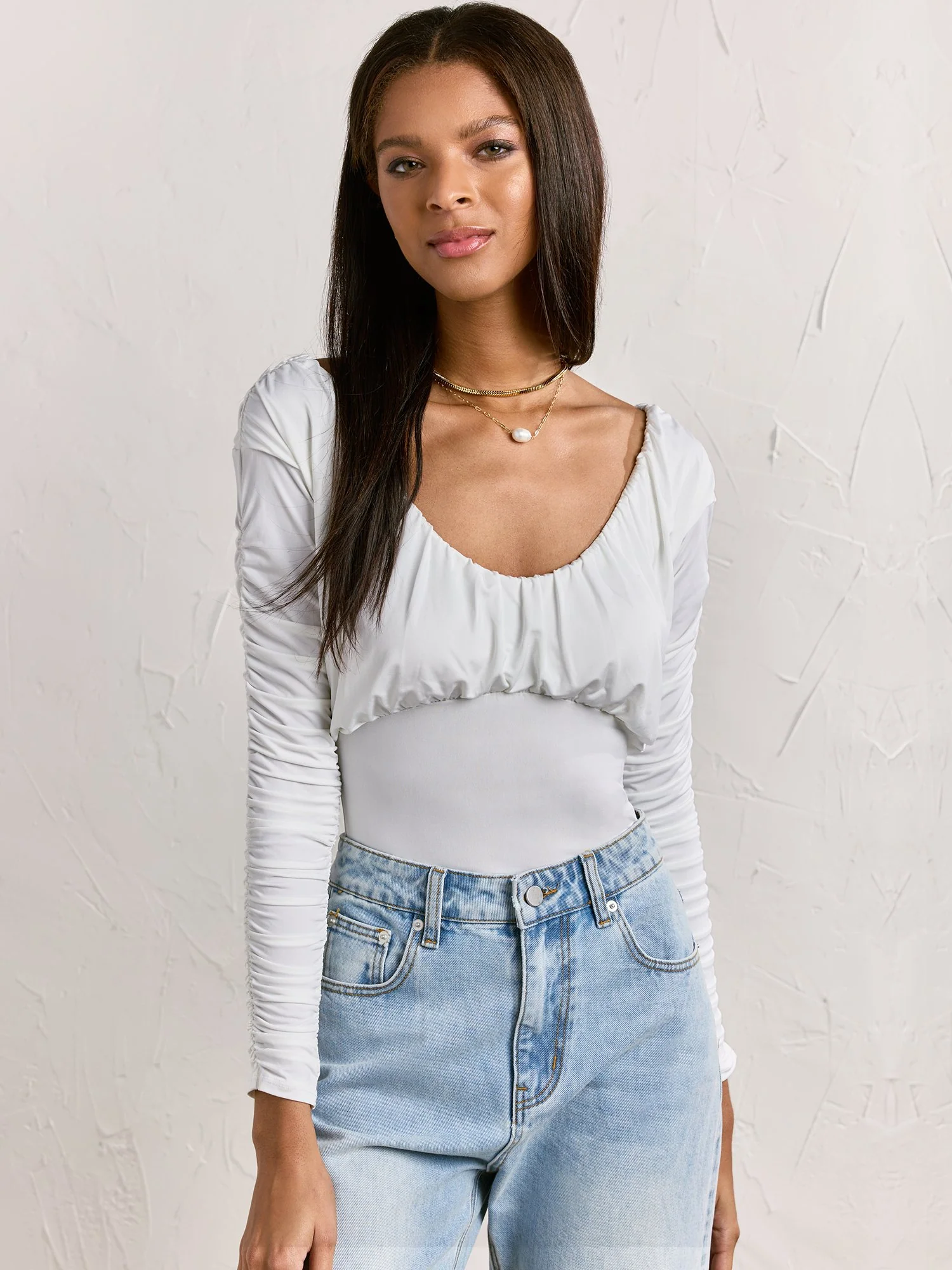 Ruched Long-Sleeve Bodysuit - Image 7