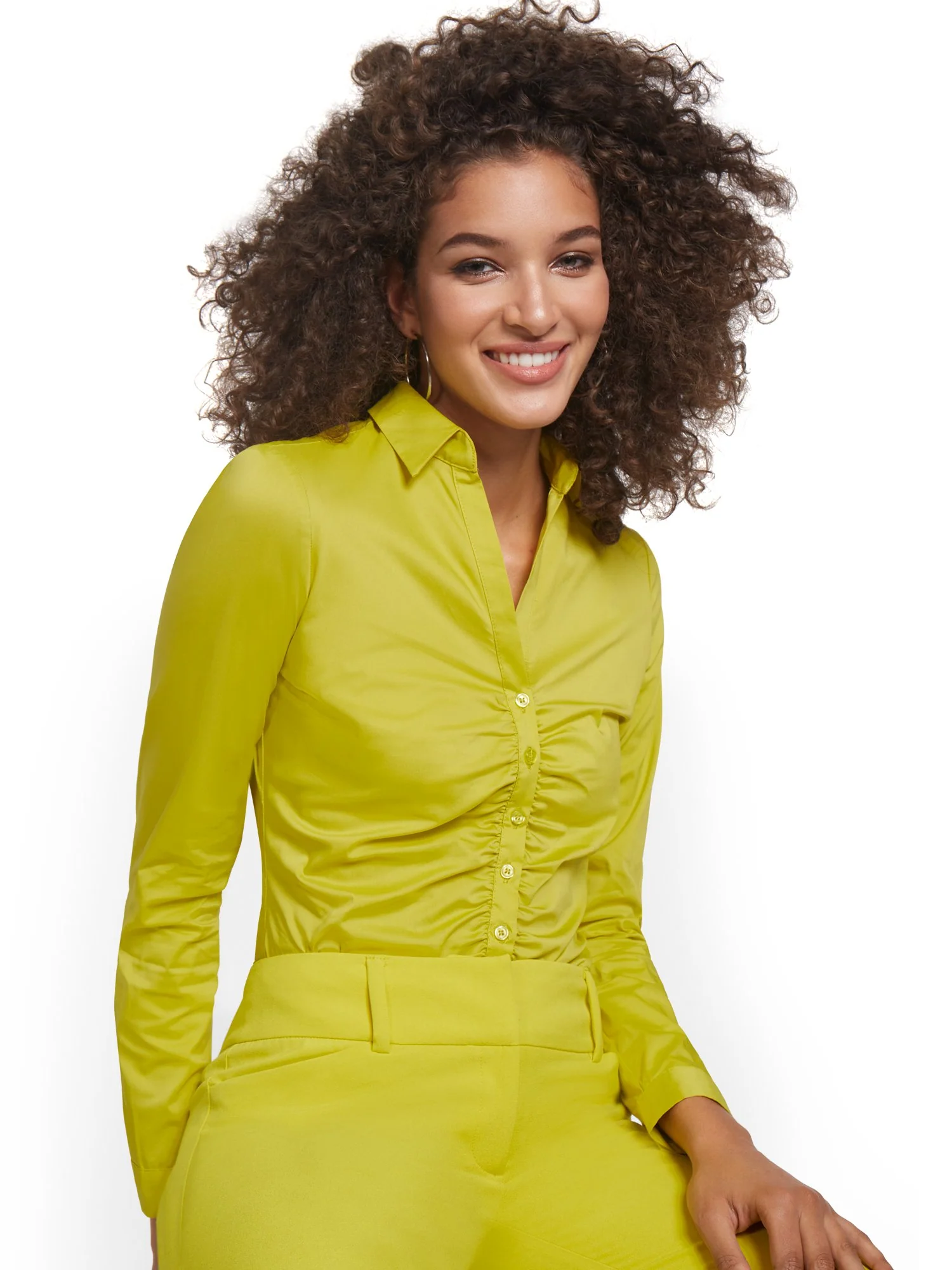 Ruched Madison Stretch Shirt - 7th Avenue - Image 20