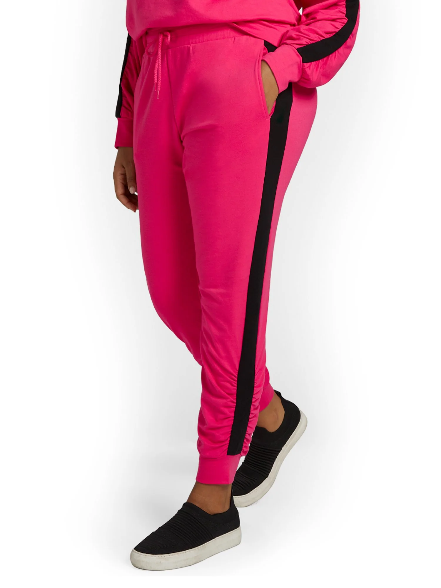 Ruched Side-Stripe French Terry Jogger Pant