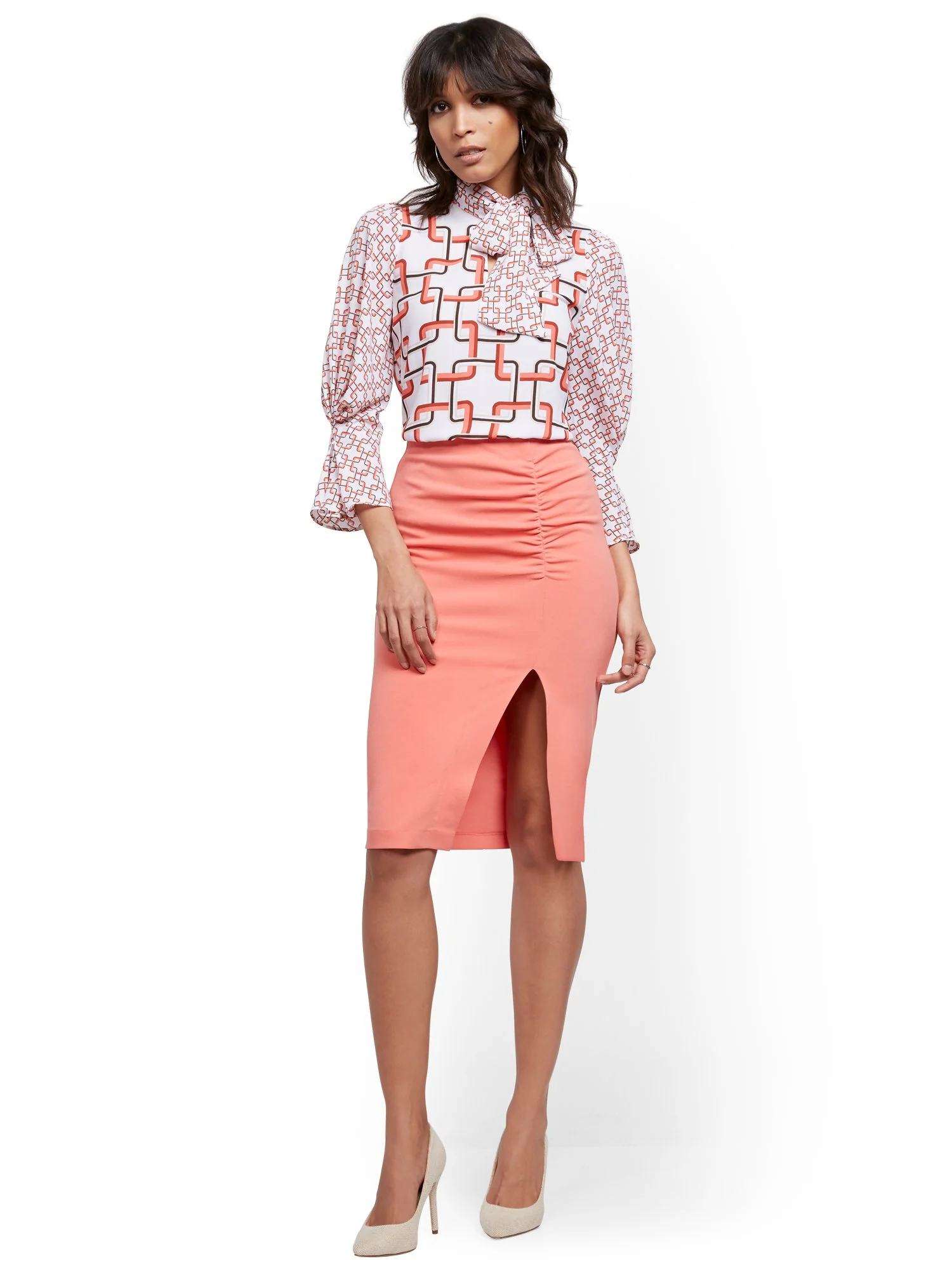 Ruched Slit-Front Skirt - 7th Avenue - Image 8