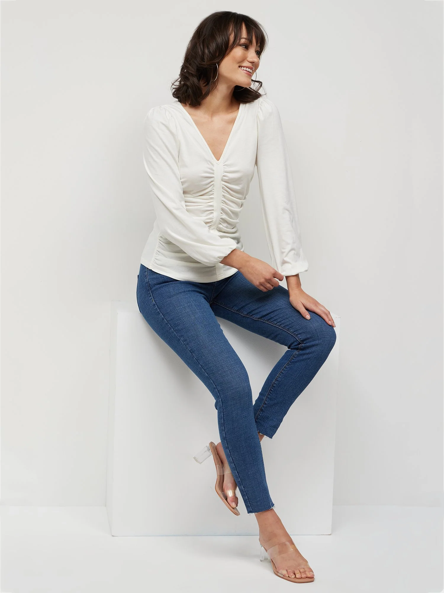 Ruched V-Neck Blouse - Image 5