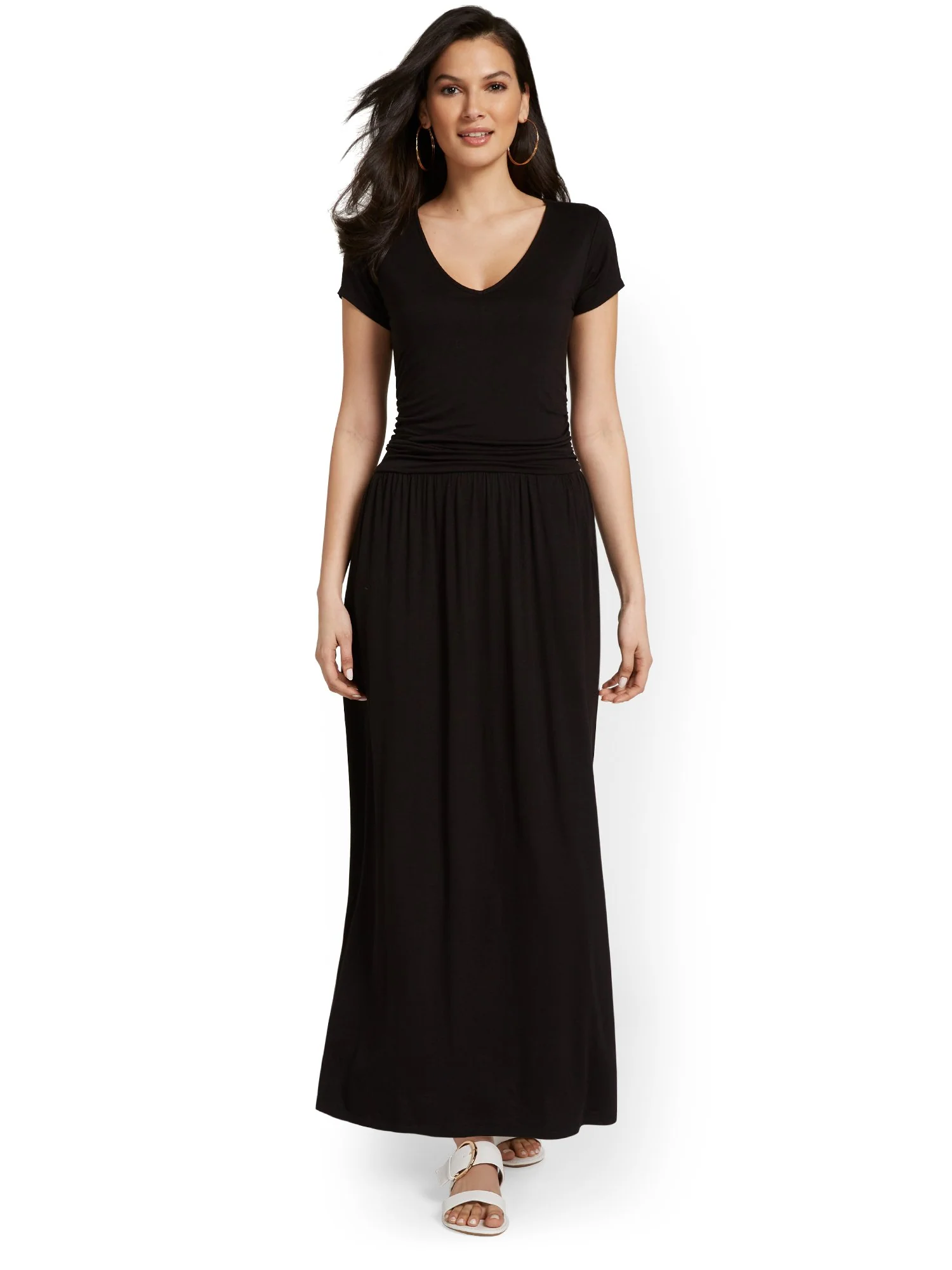Ruched V-Neck Maxi Dress - Image 2