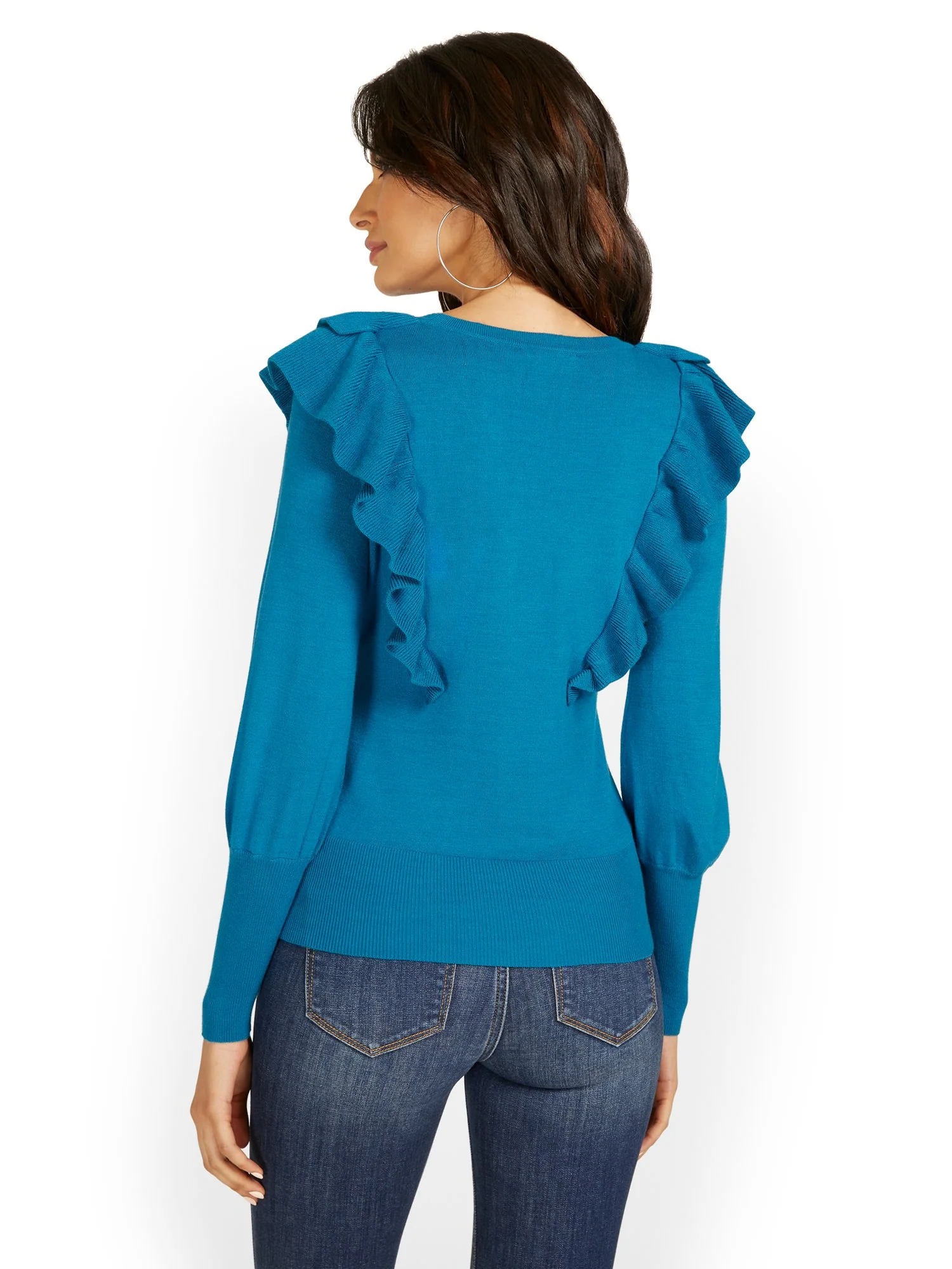 Ruffle Balloon-Sleeve Sweater - Image 3