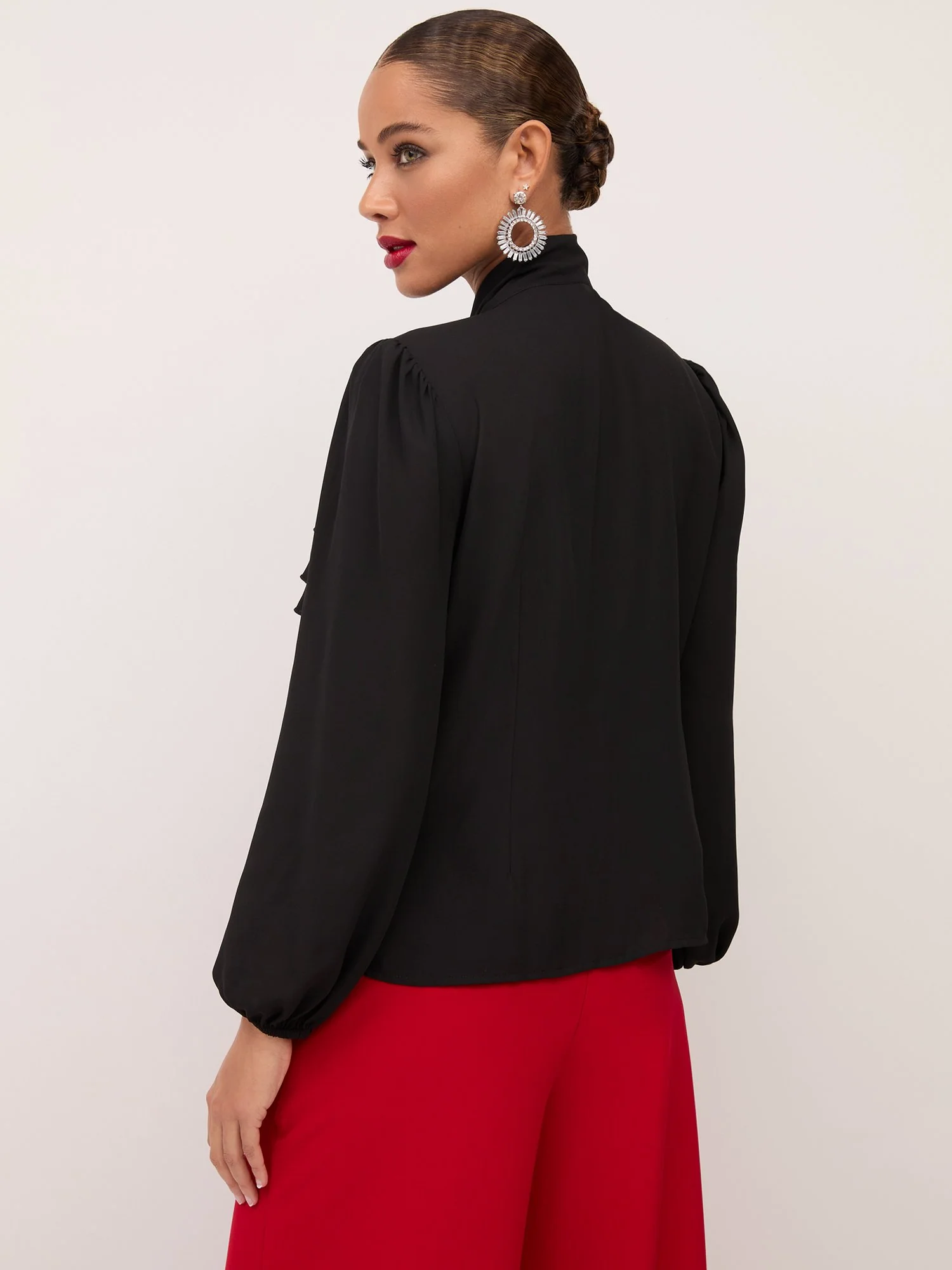 Ruffle Bow-Neck Blouse - Image 3
